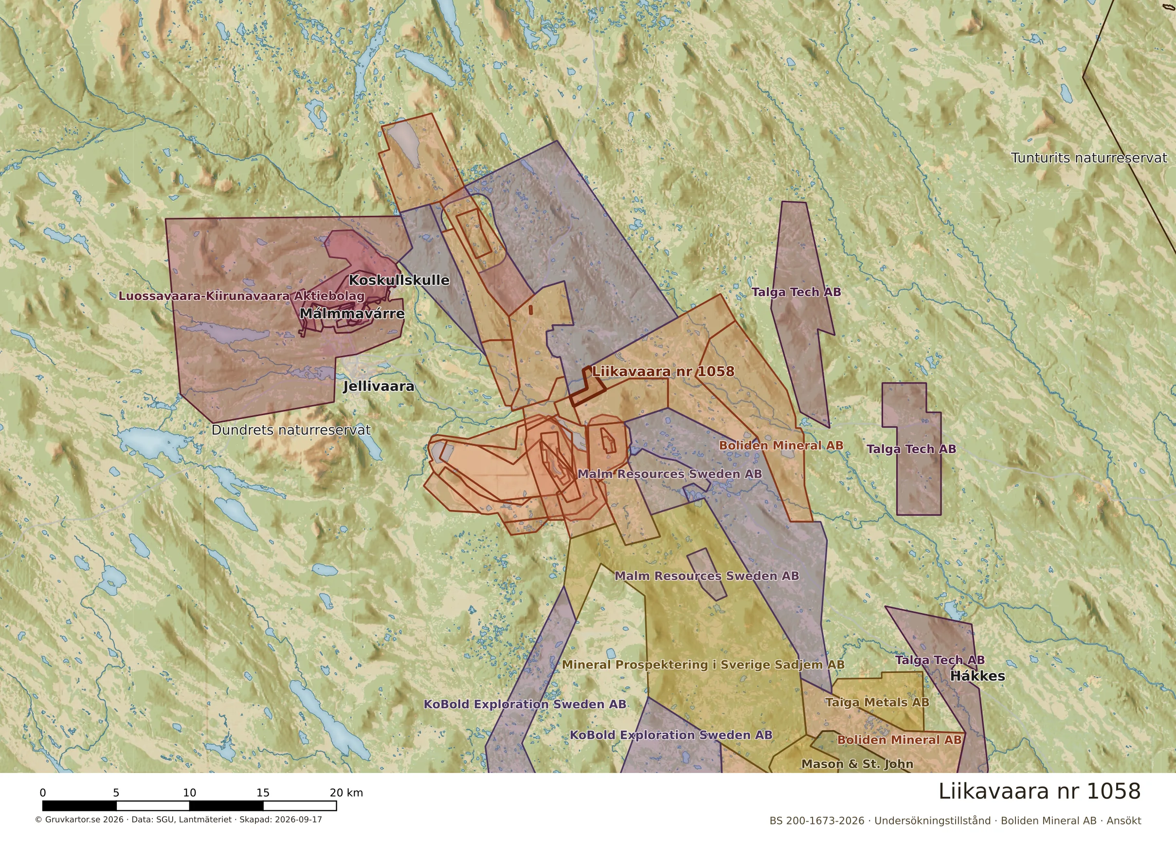Översiktskarta över Liikavaara nr 1058 i sitt landskap