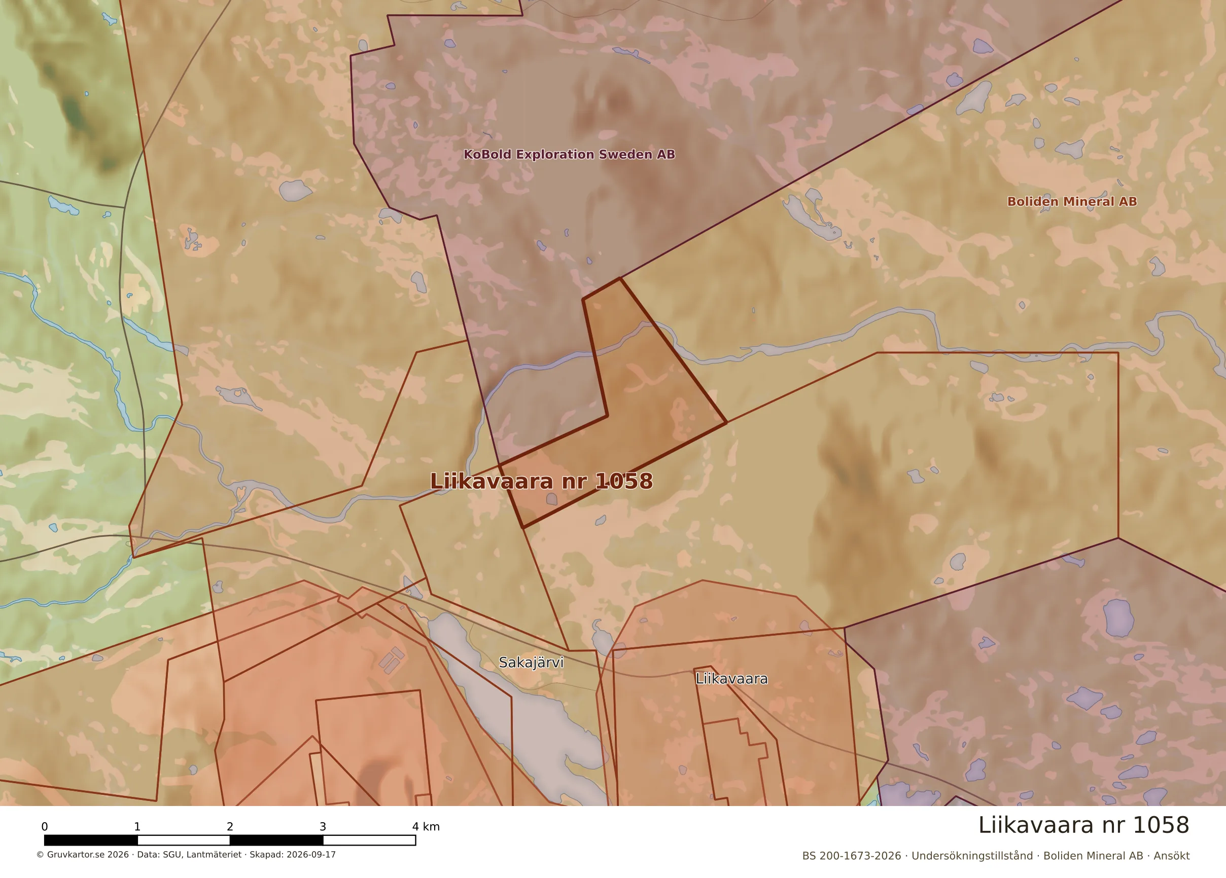 Närkarta över Liikavaara nr 1058