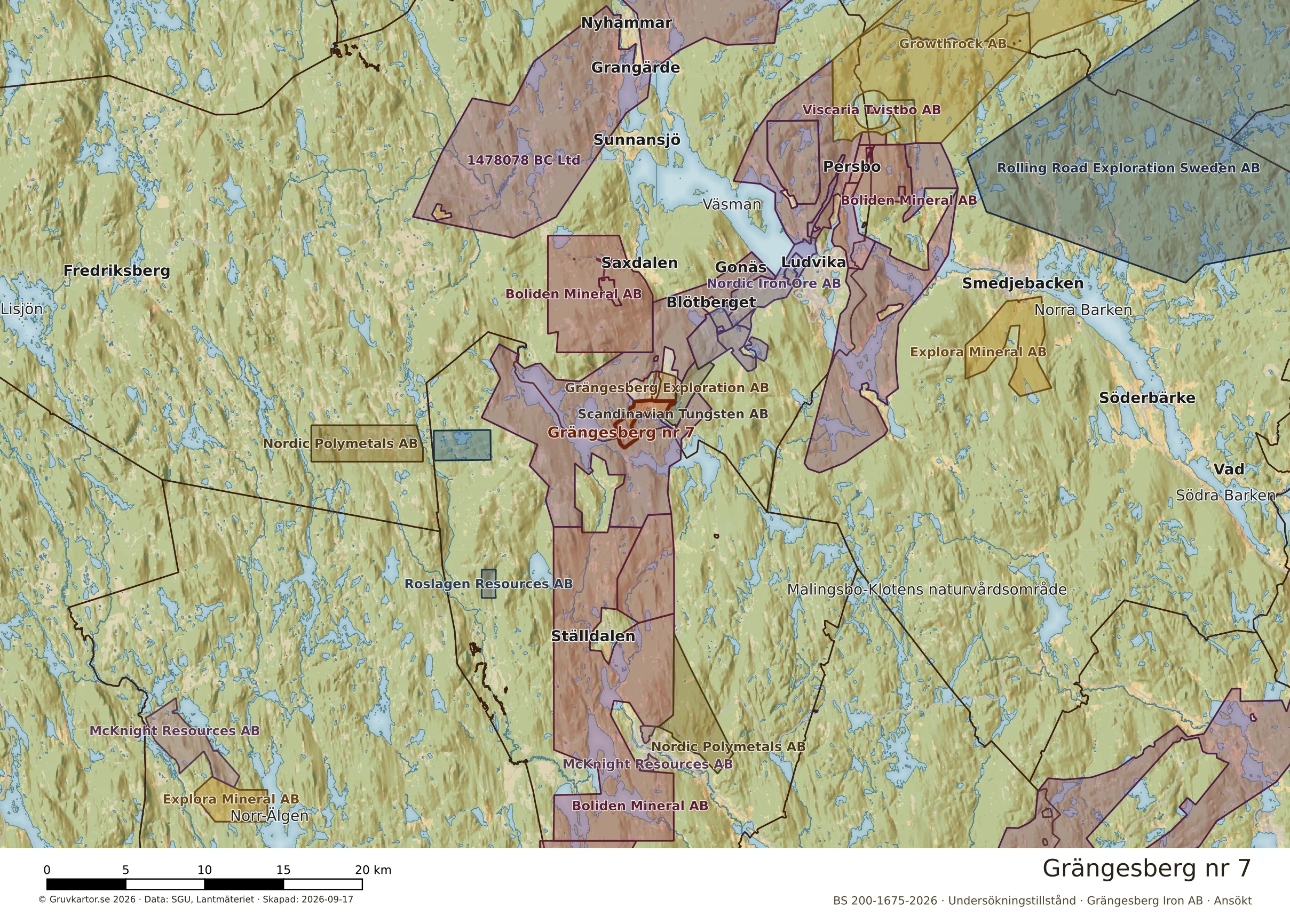 Översiktskarta över Grängesberg nr 7 i sitt landskap