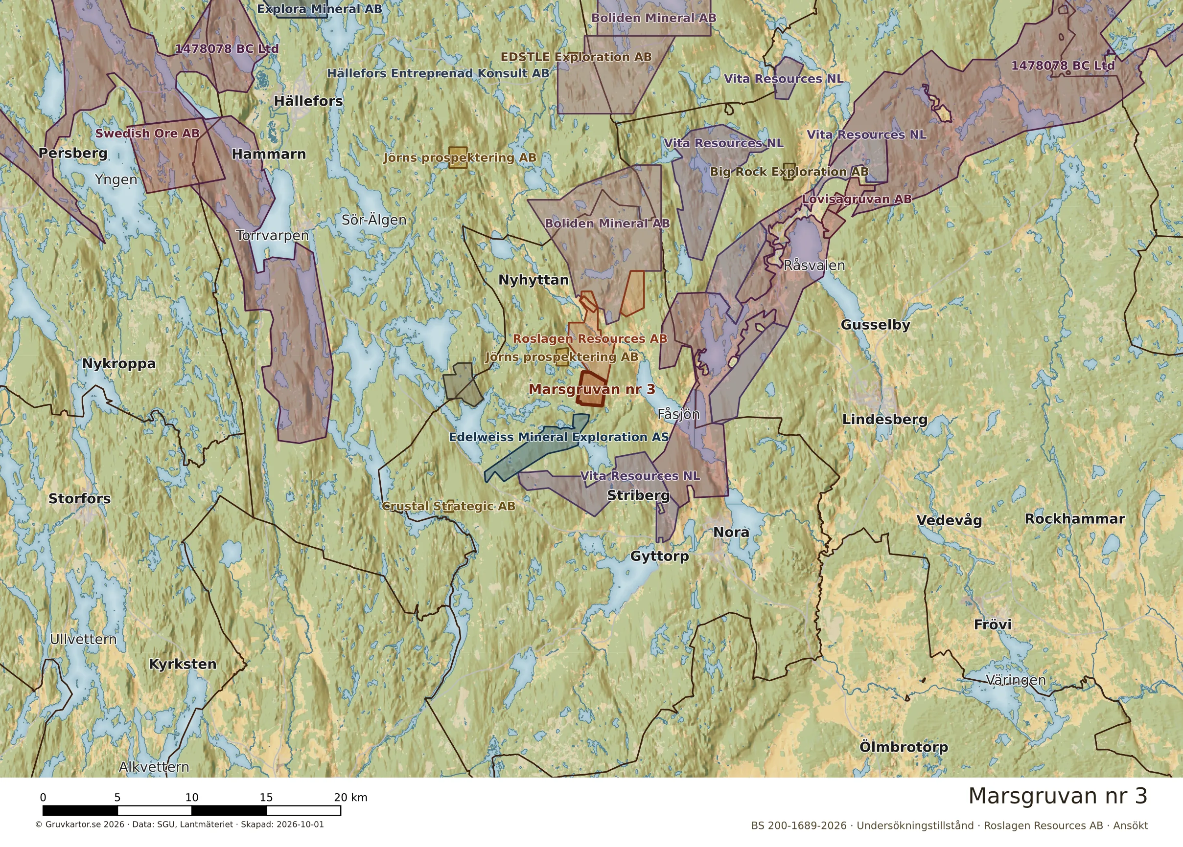 Översiktskarta över Marsgruvan nr 3 i sitt landskap