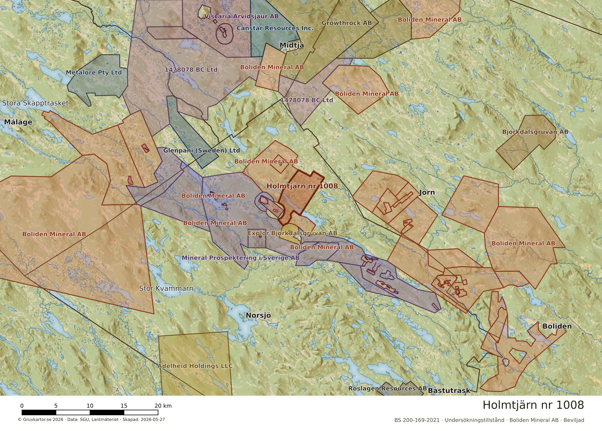 Översiktskarta över Holmtjärn nr 1008 i sitt landskap