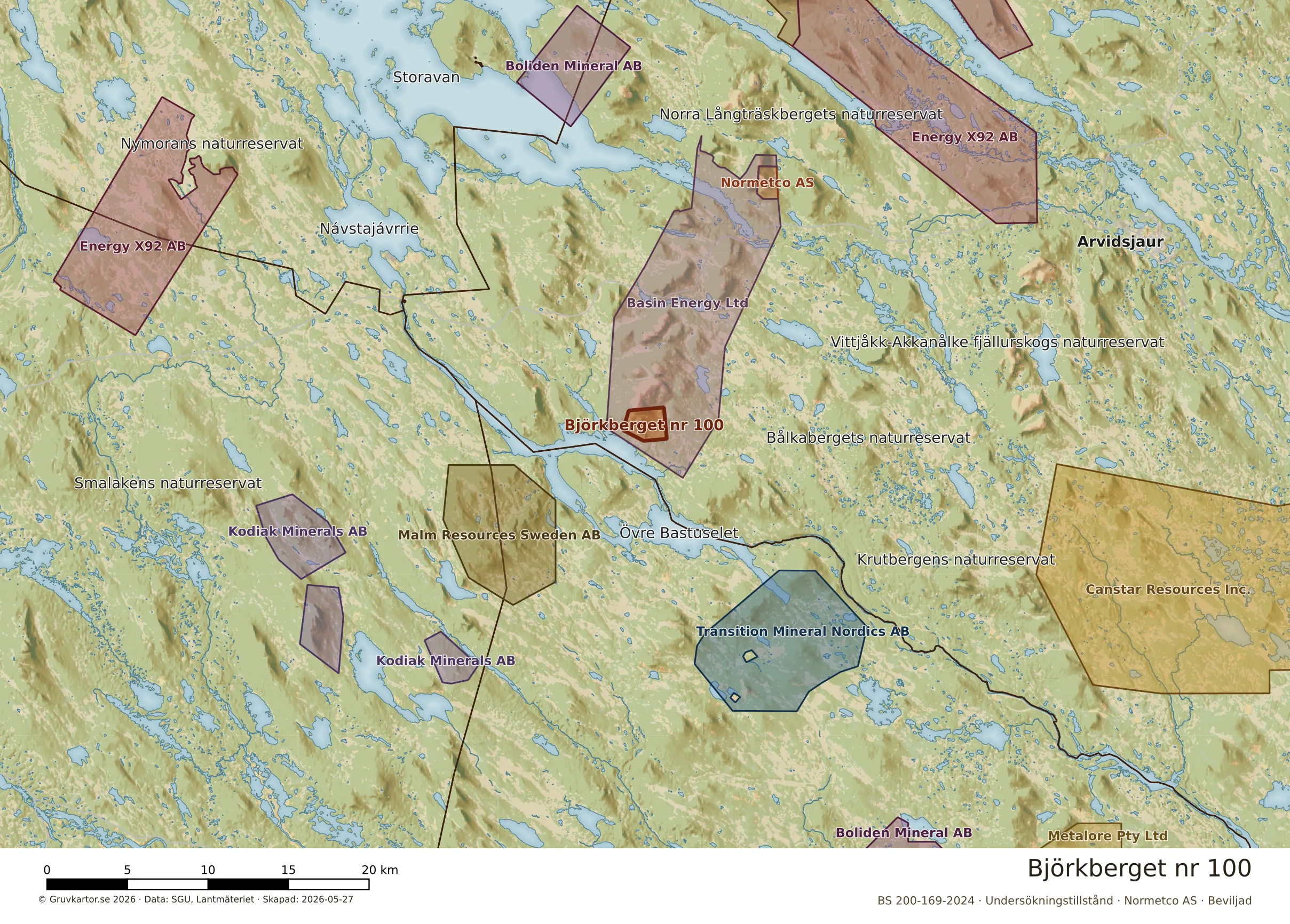 Översiktskarta över Björkberget nr 100 i sitt landskap