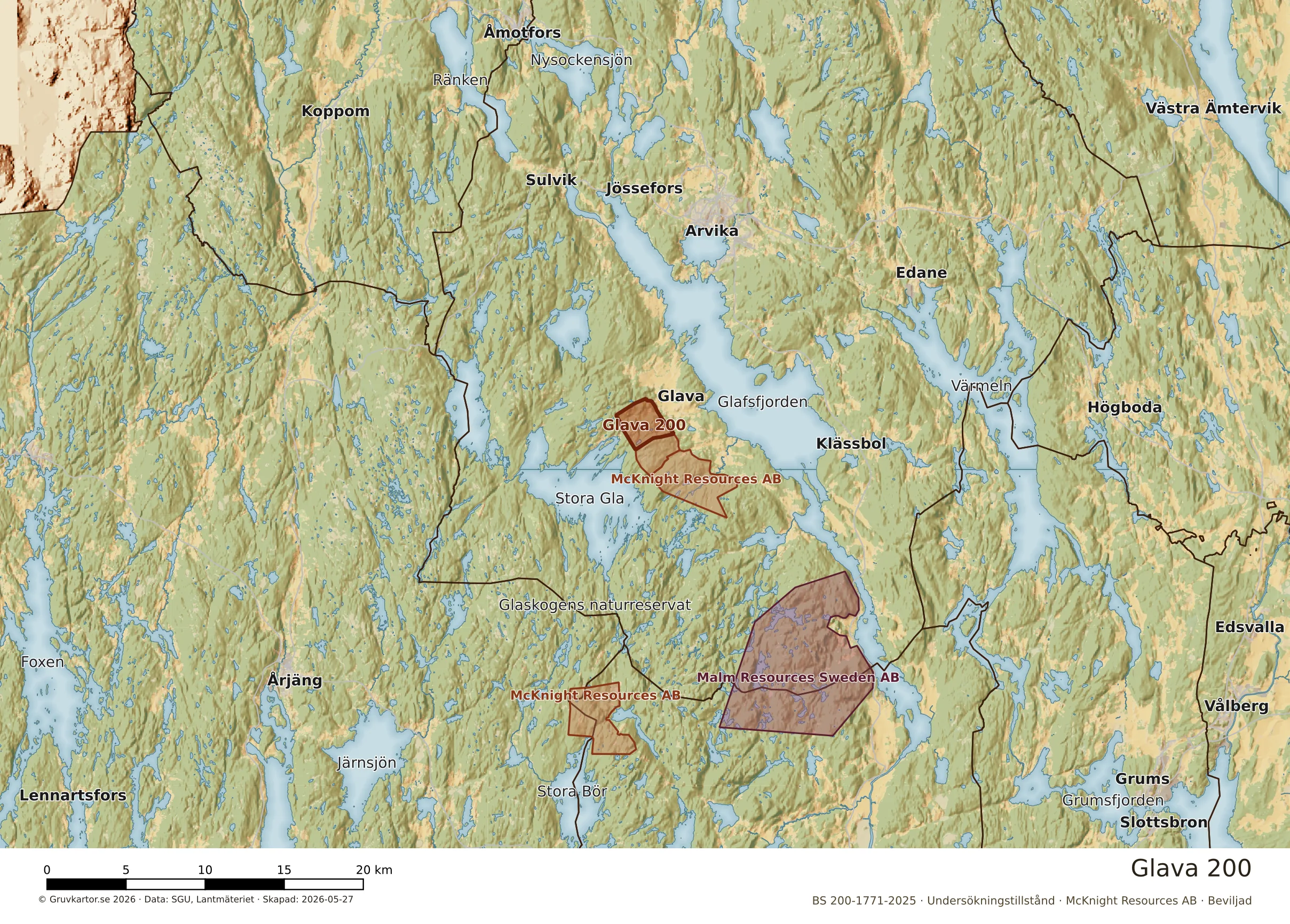 Översiktskarta över Glava 200 i sitt landskap
