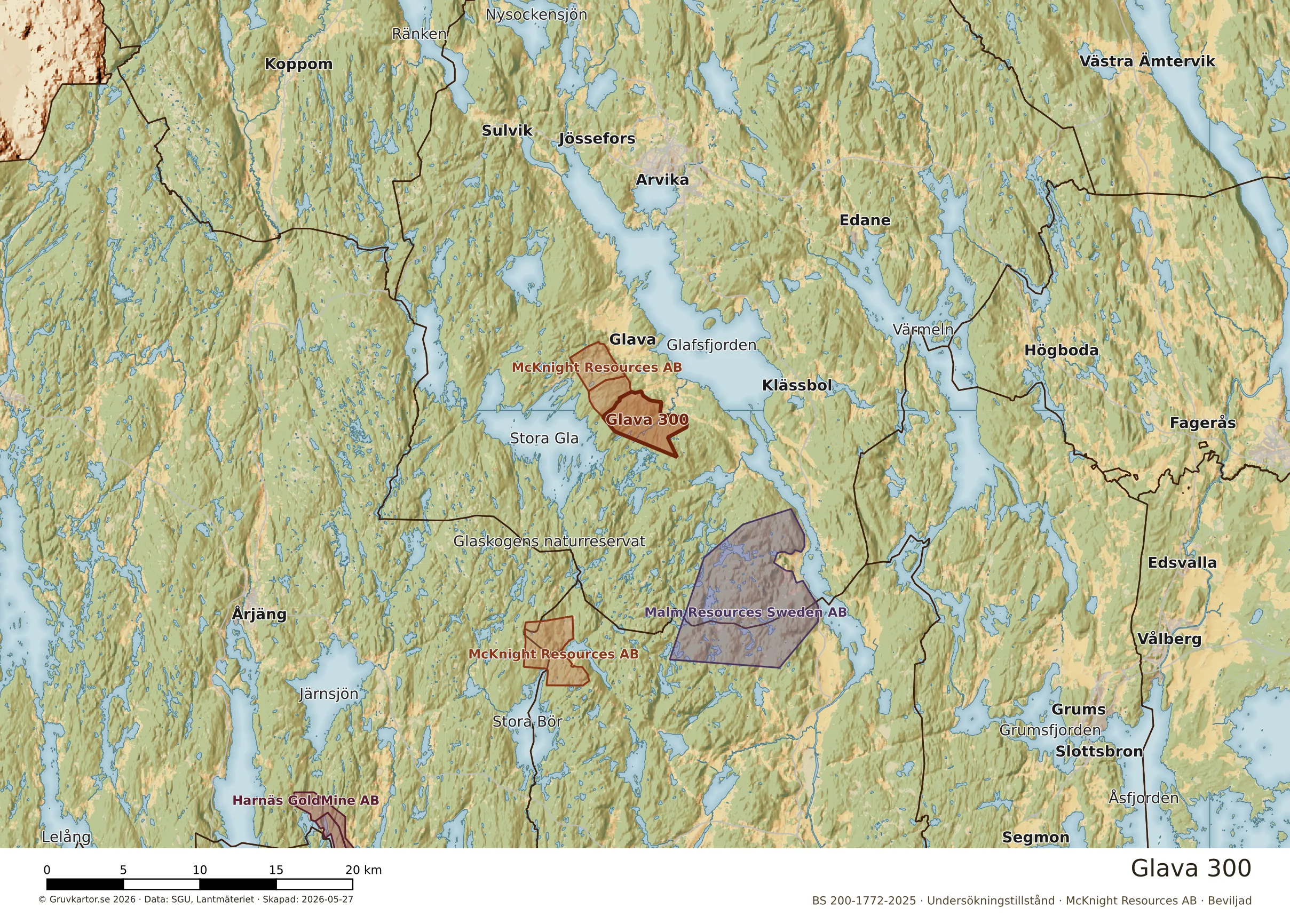 Översiktskarta över Glava 300 i sitt landskap