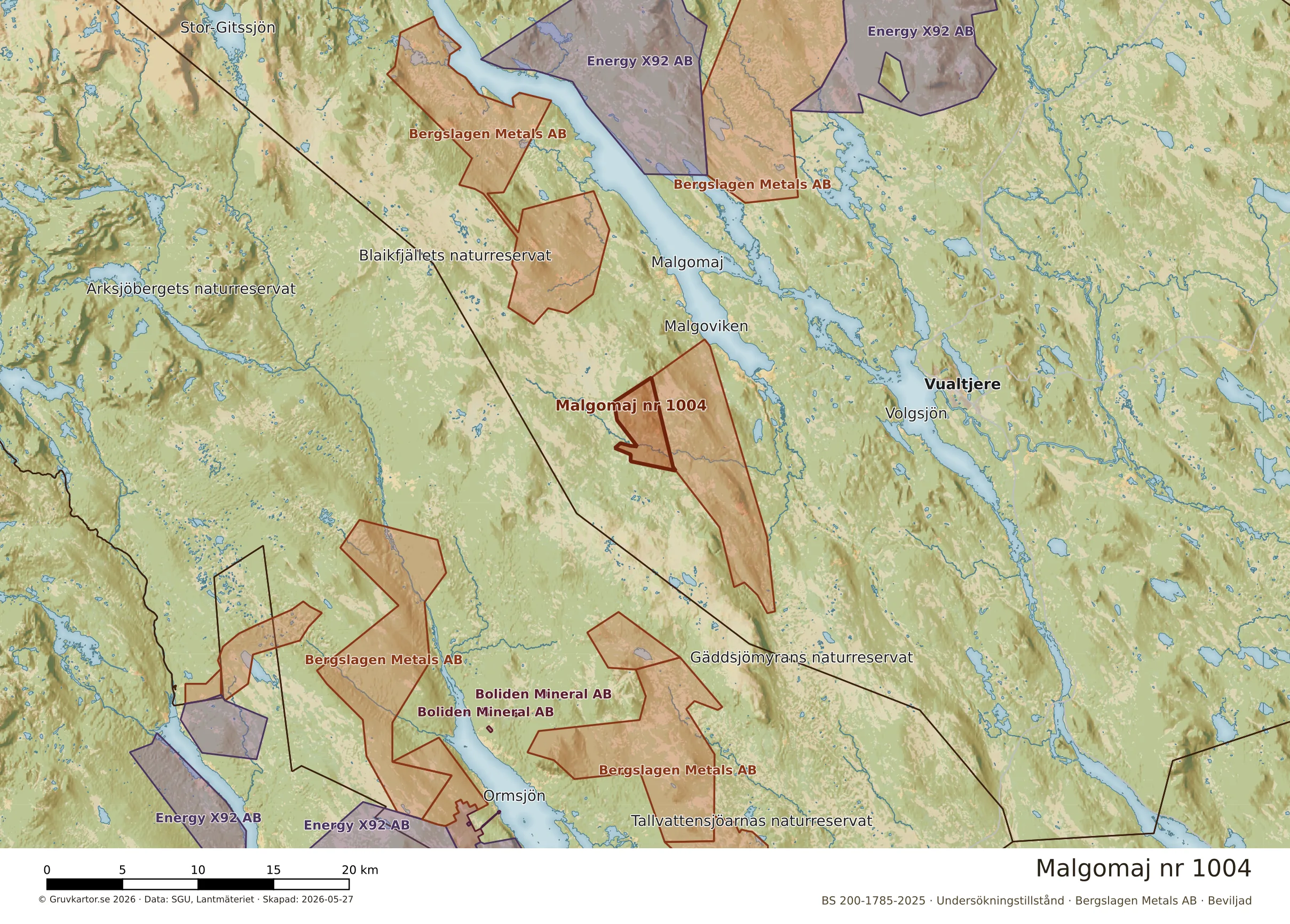 Översiktskarta över Malgomaj nr 1004 i sitt landskap