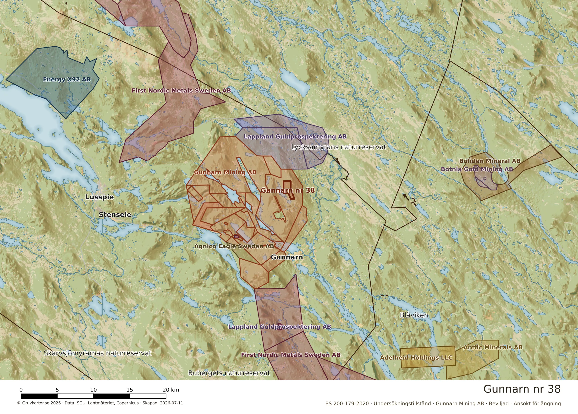 Översiktskarta över Gunnarn nr 38 i sitt landskap
