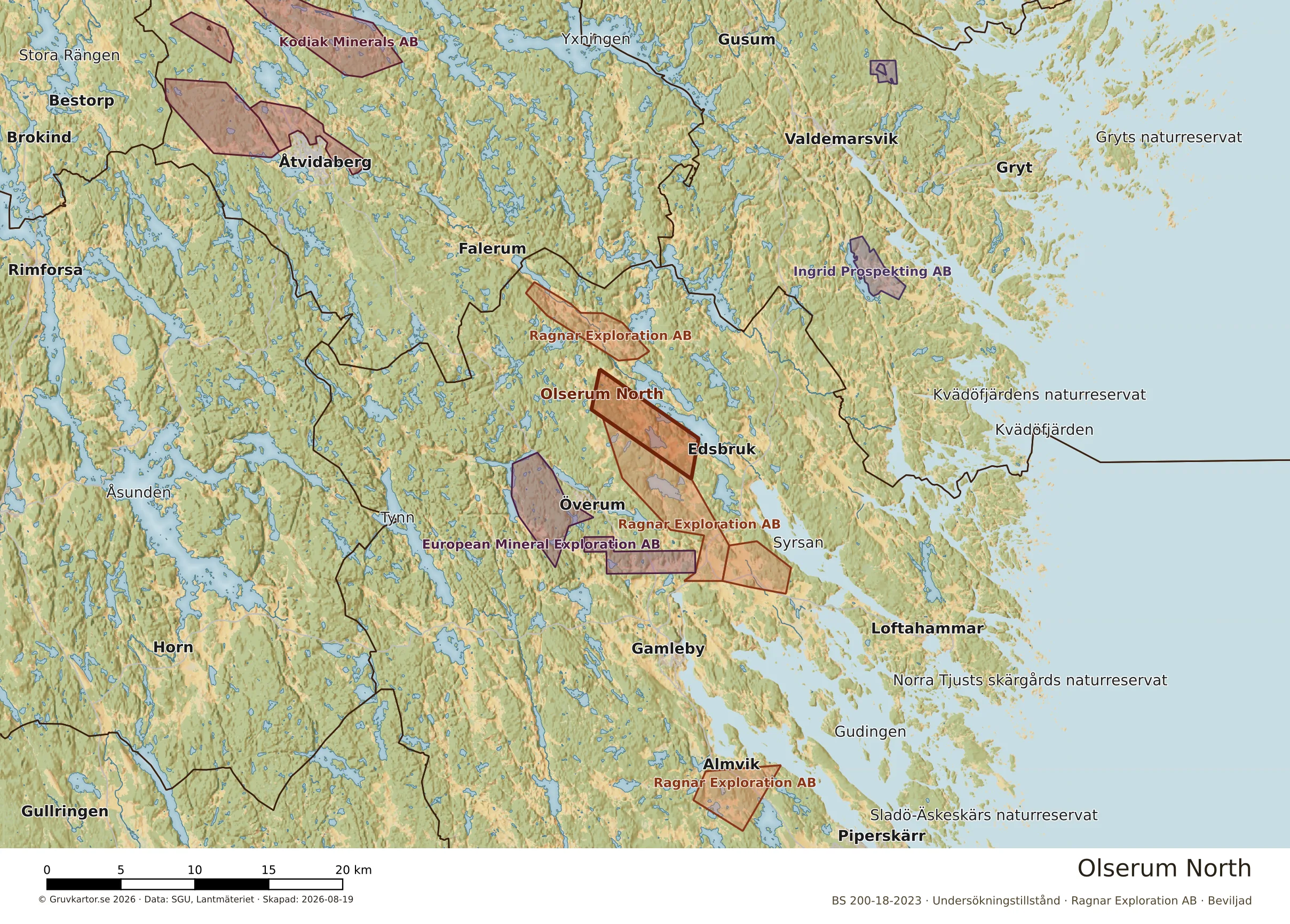 Översiktskarta över Olserum North i sitt landskap