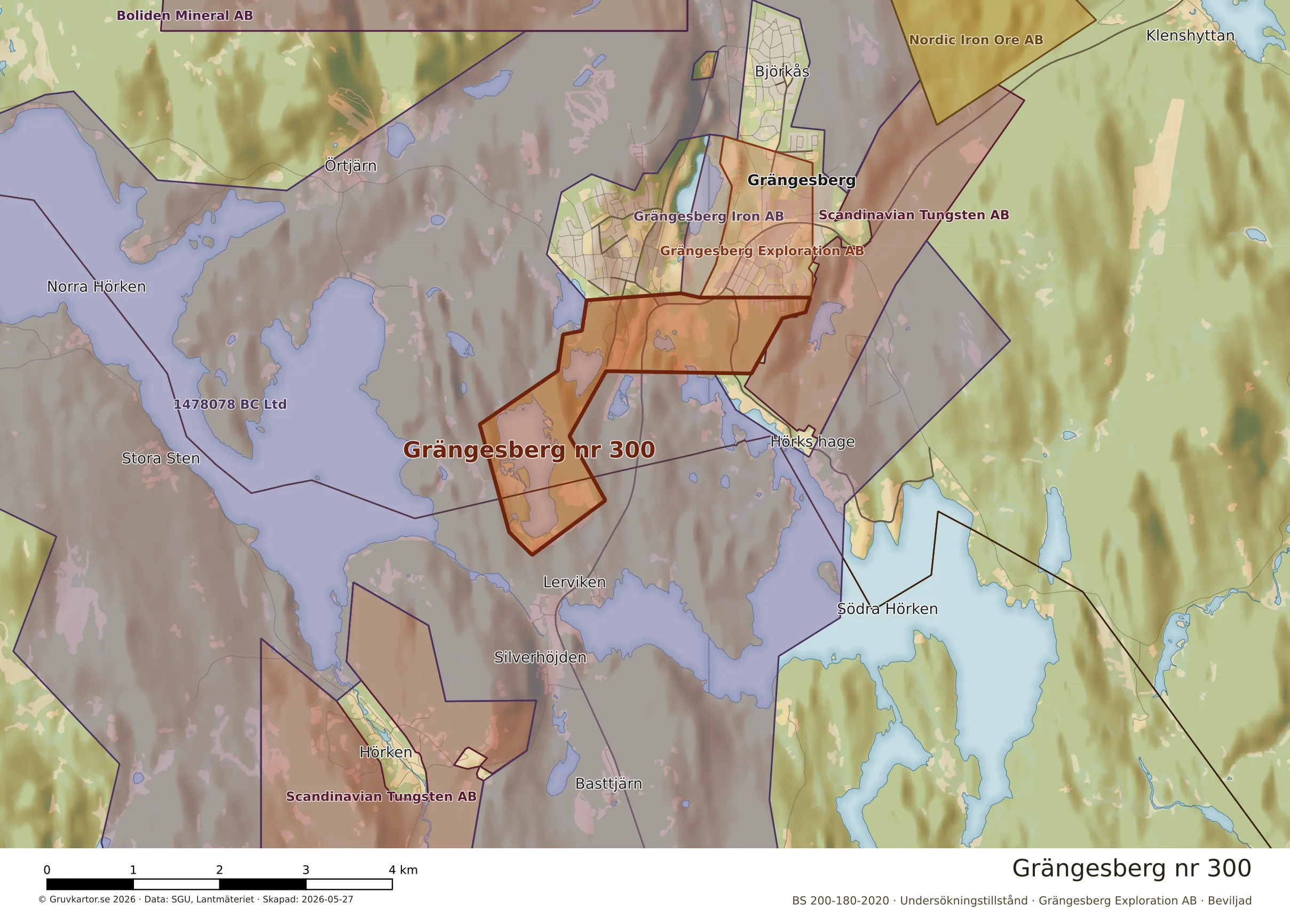 Närkarta över Grängesberg nr 300