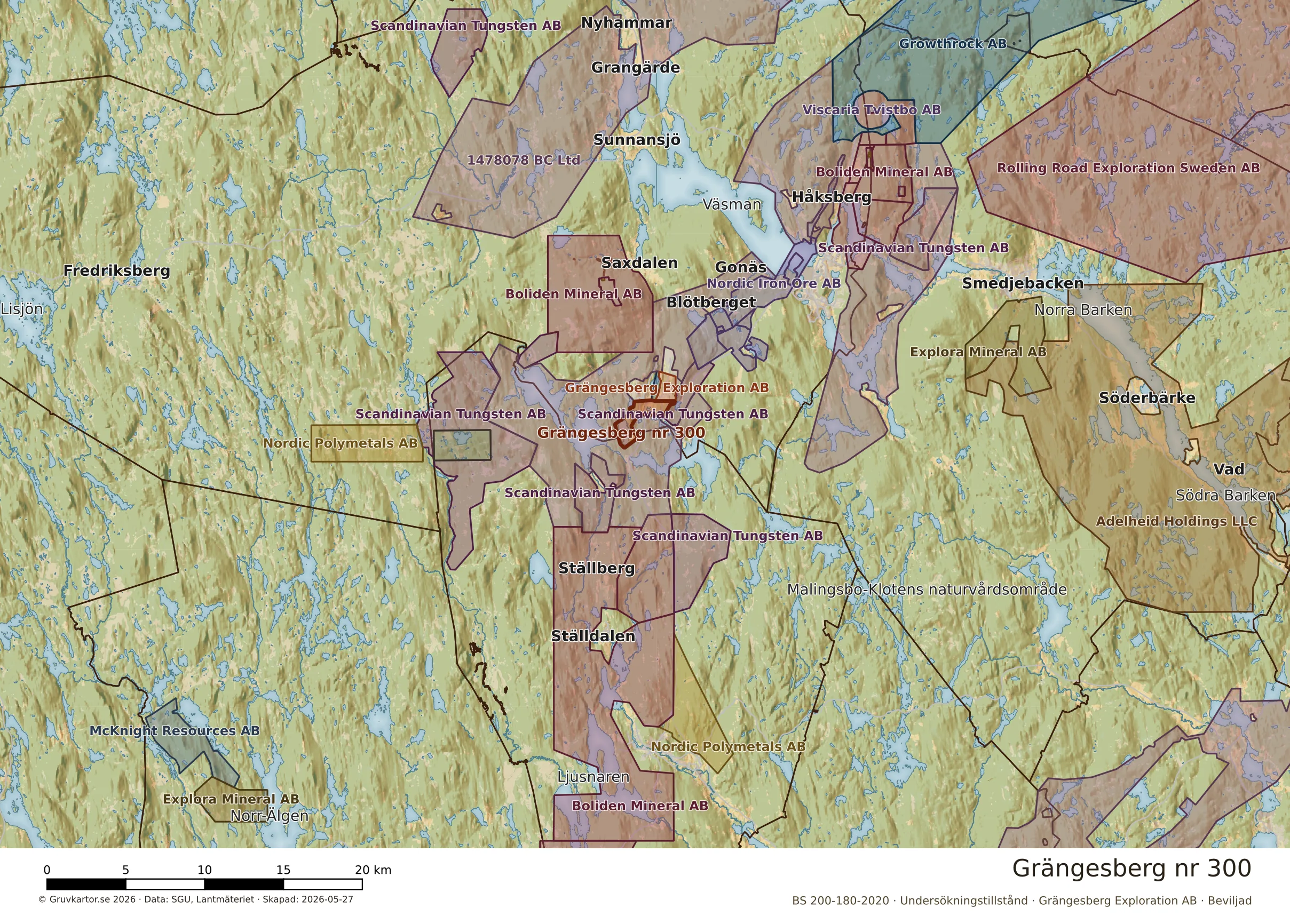 Översiktskarta över Grängesberg nr 300 i sitt landskap