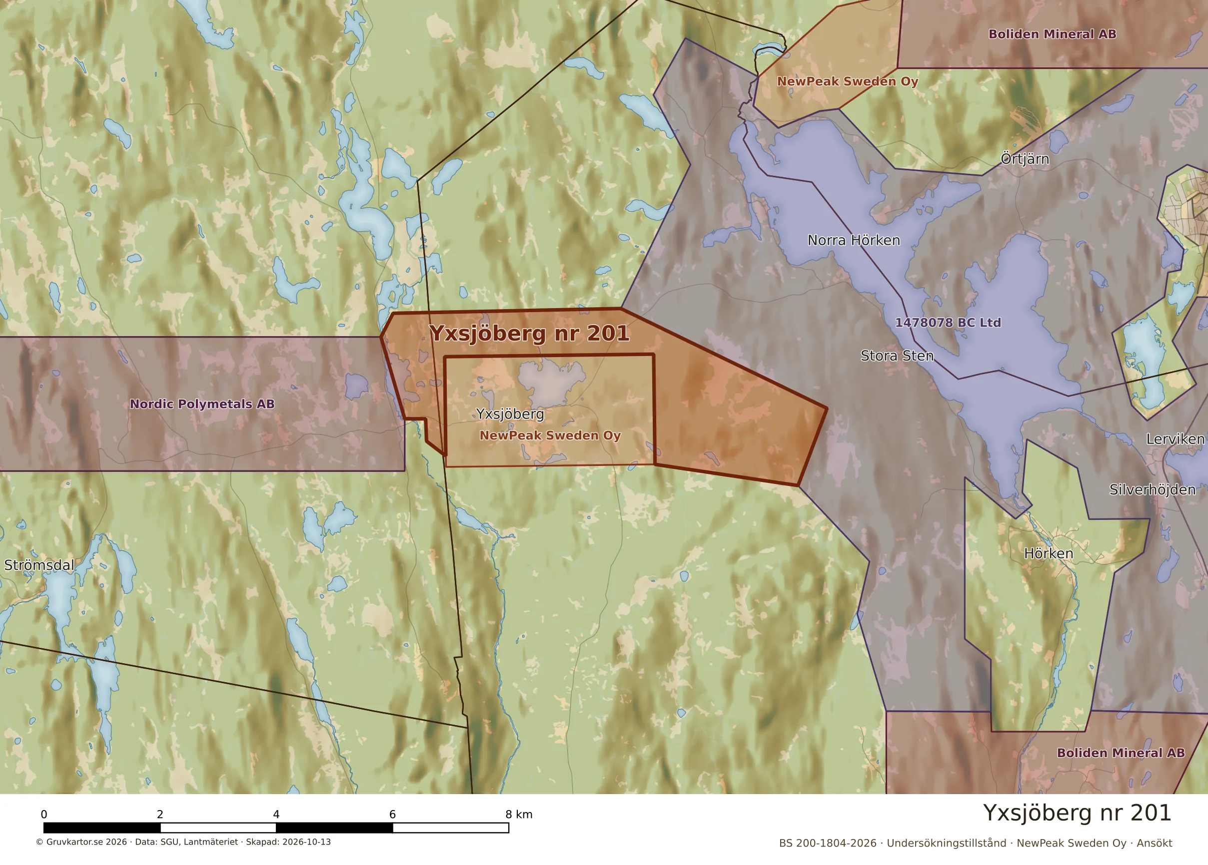 Närkarta över Yxsjöberg nr 201