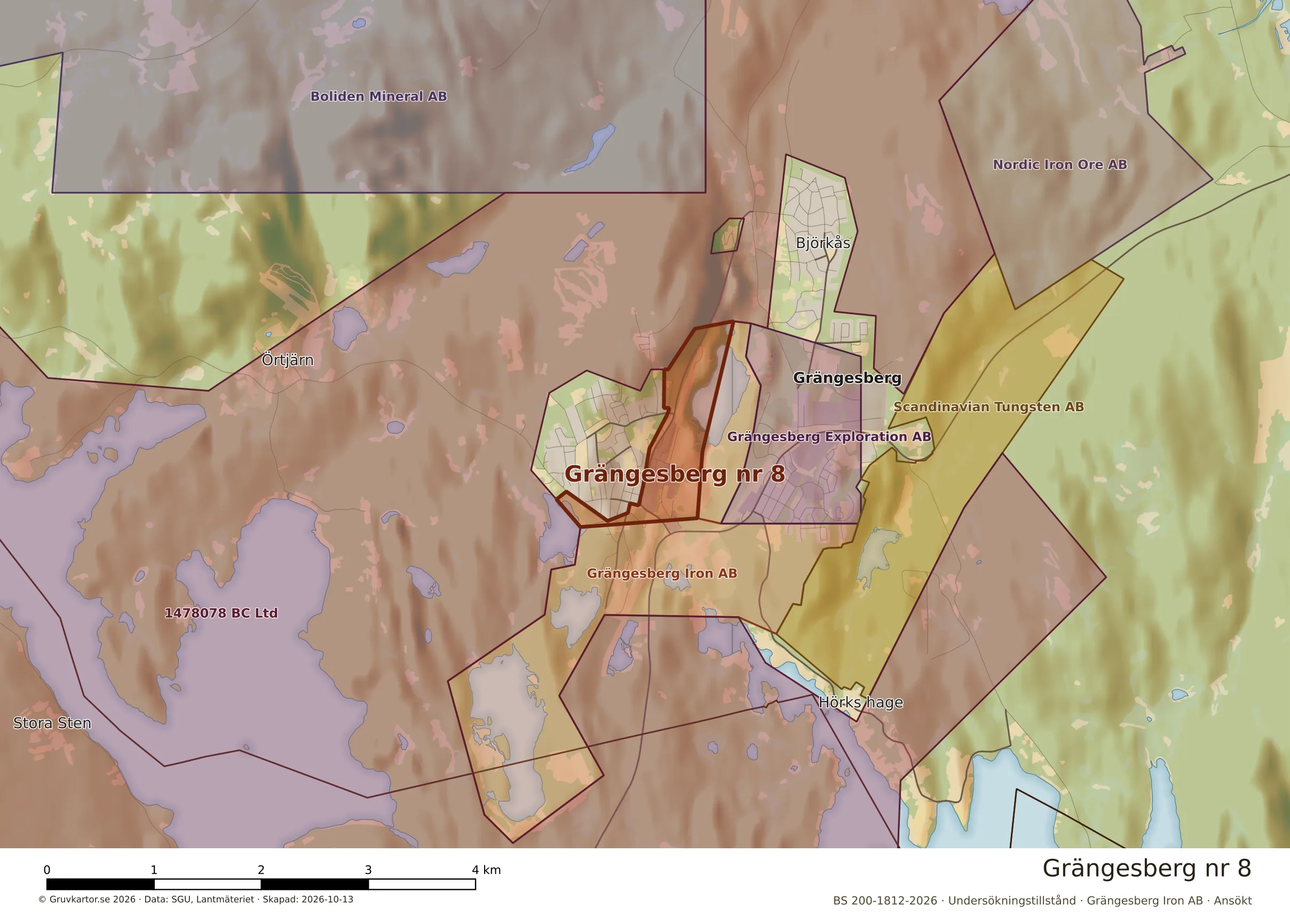 Närkarta över Grängesberg nr 8