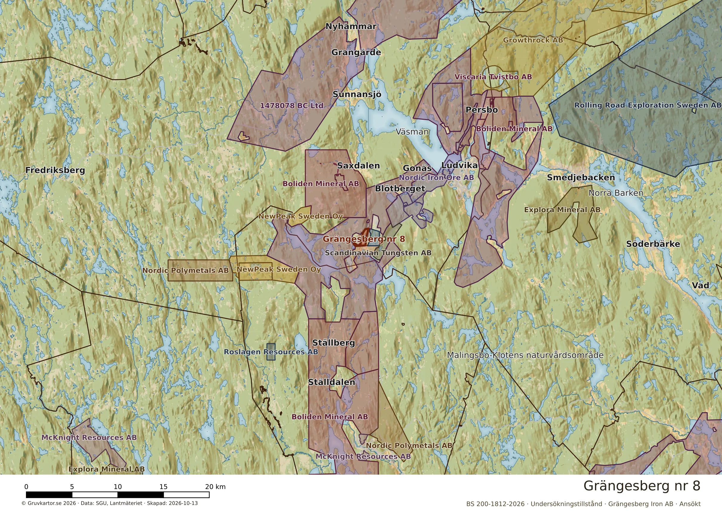 Översiktskarta över Grängesberg nr 8 i sitt landskap
