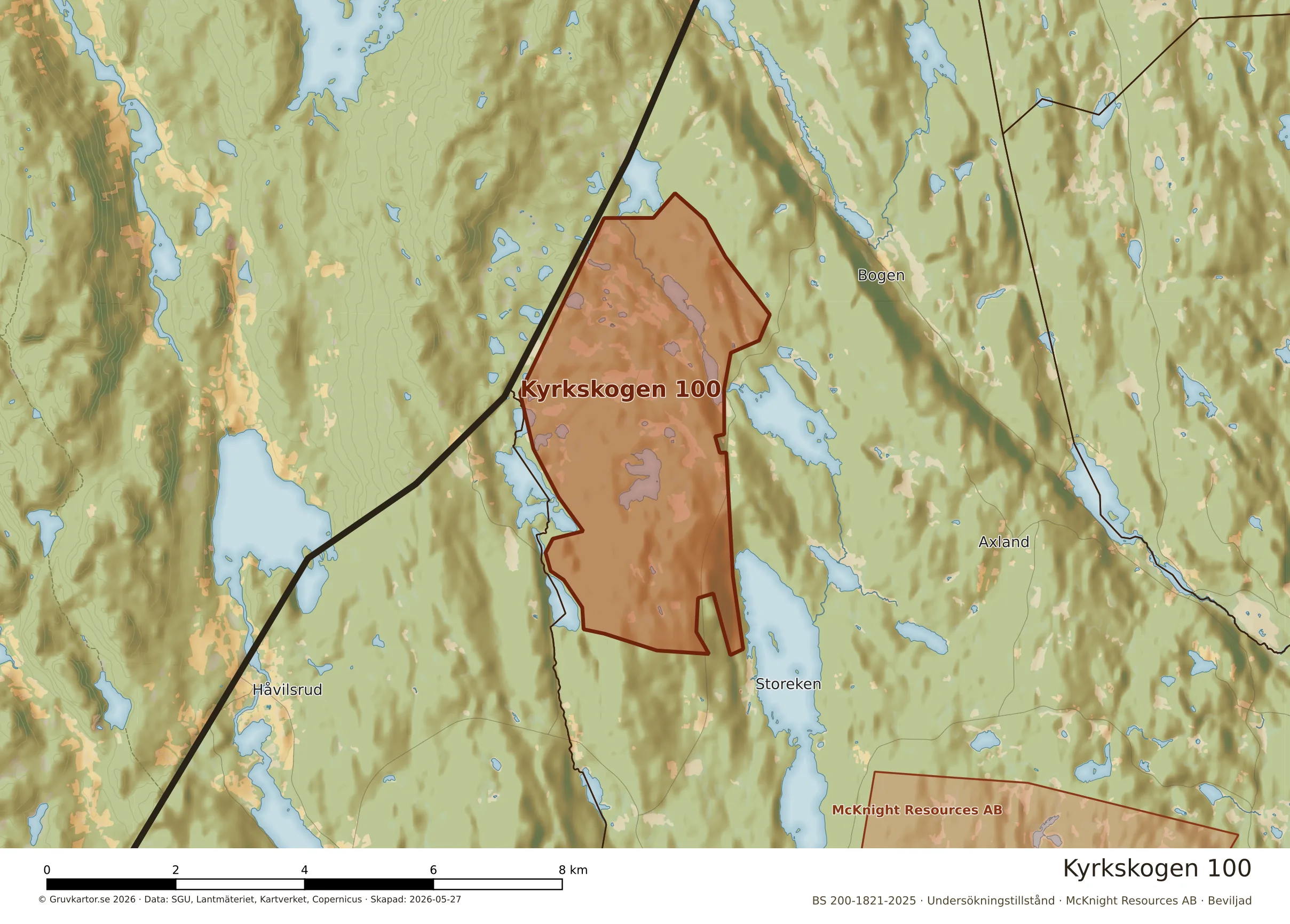 Närkarta över Kyrkskogen 100