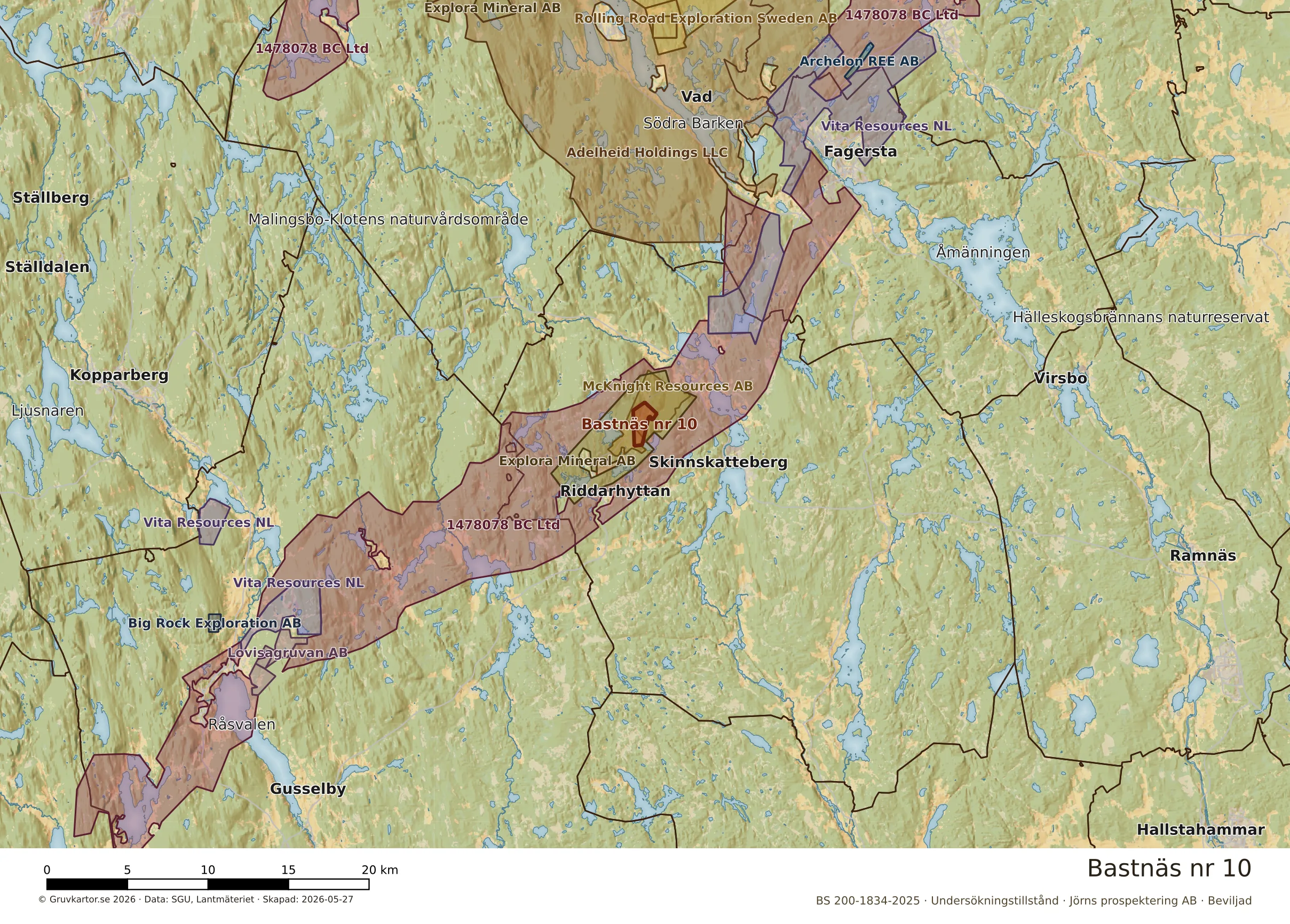 Översiktskarta över Bastnäs nr 10 i sitt landskap