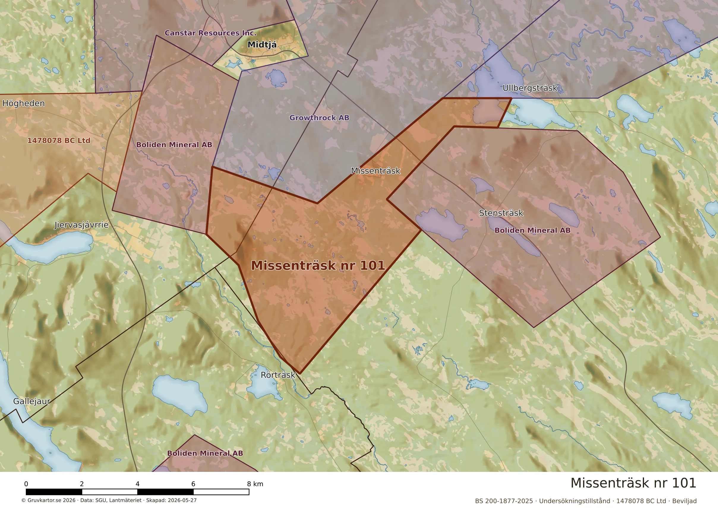 Närkarta över Missenträsk nr 101