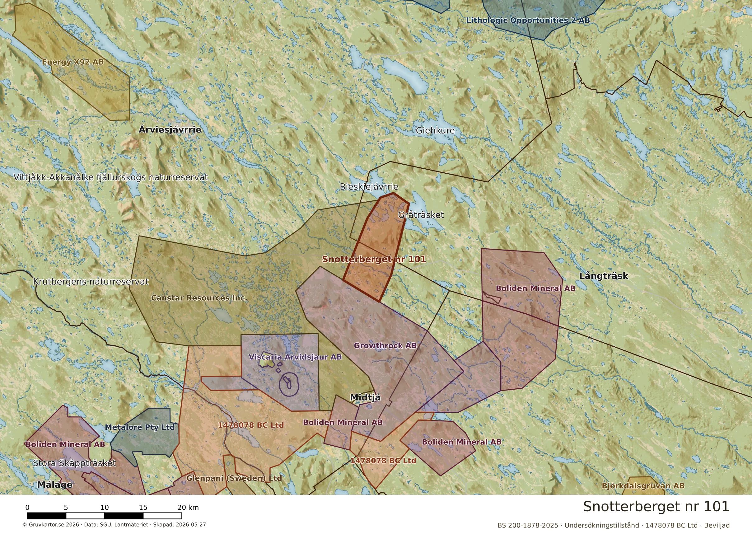 Översiktskarta över Snotterberget nr 101 i sitt landskap