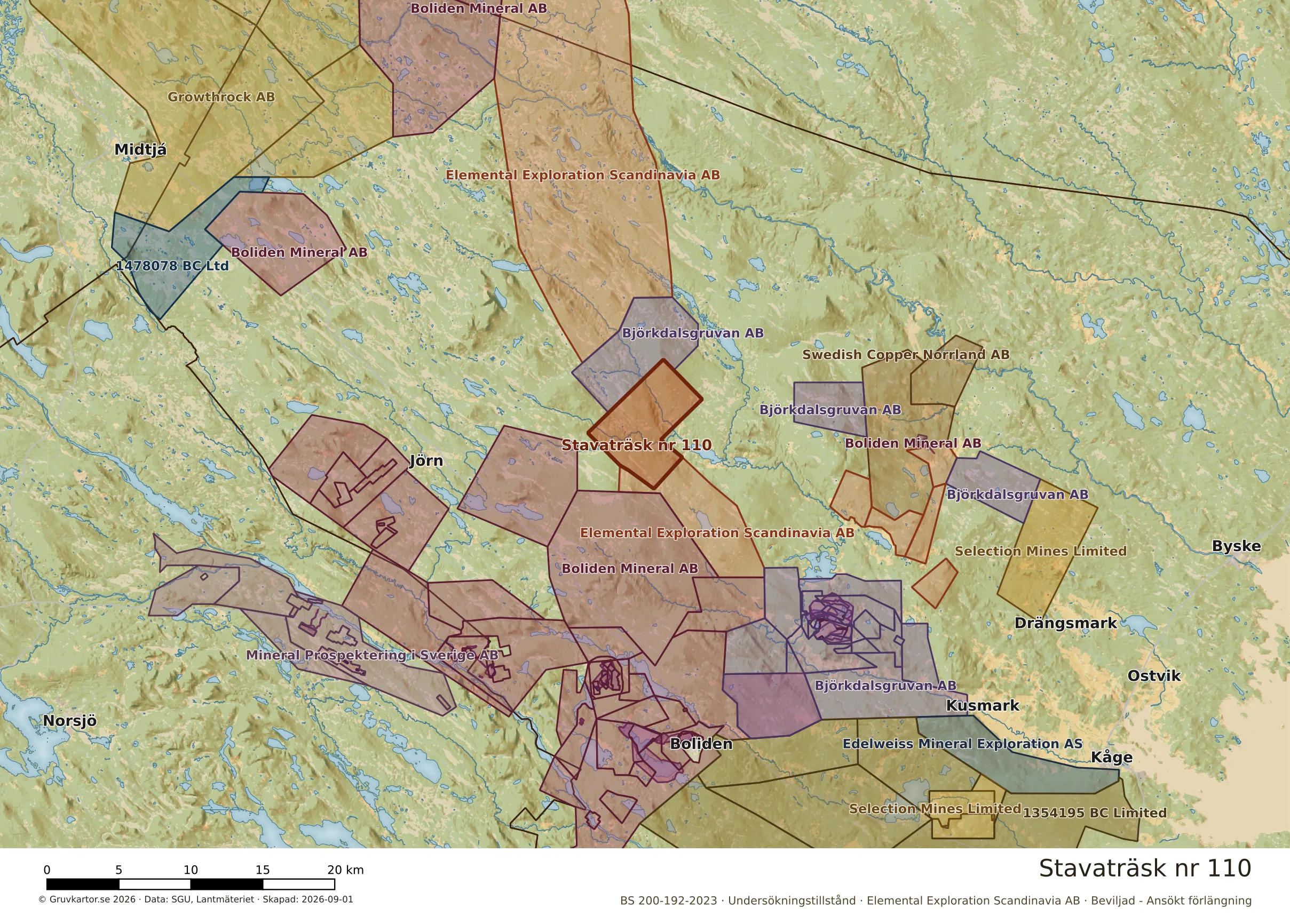 Översiktskarta över Stavaträsk nr 110 i sitt landskap