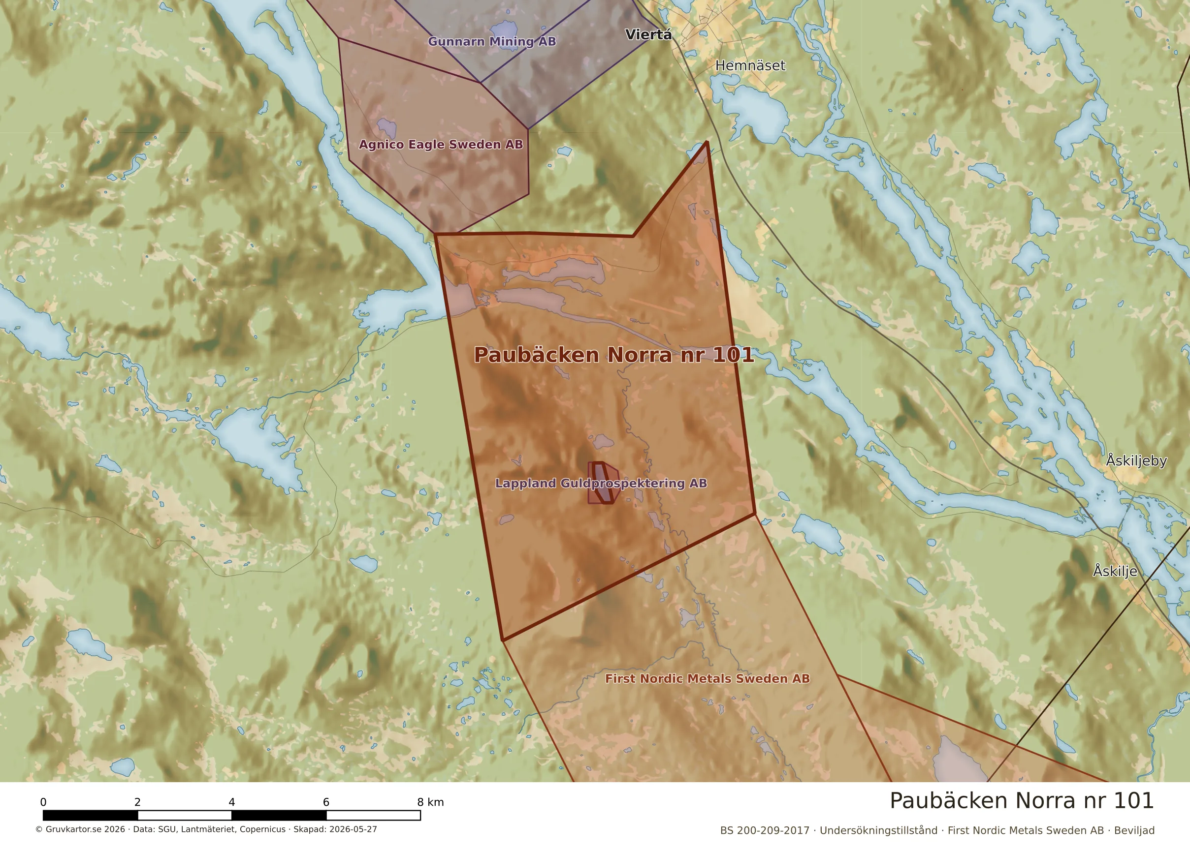 Närkarta över Paubäcken Norra nr 101