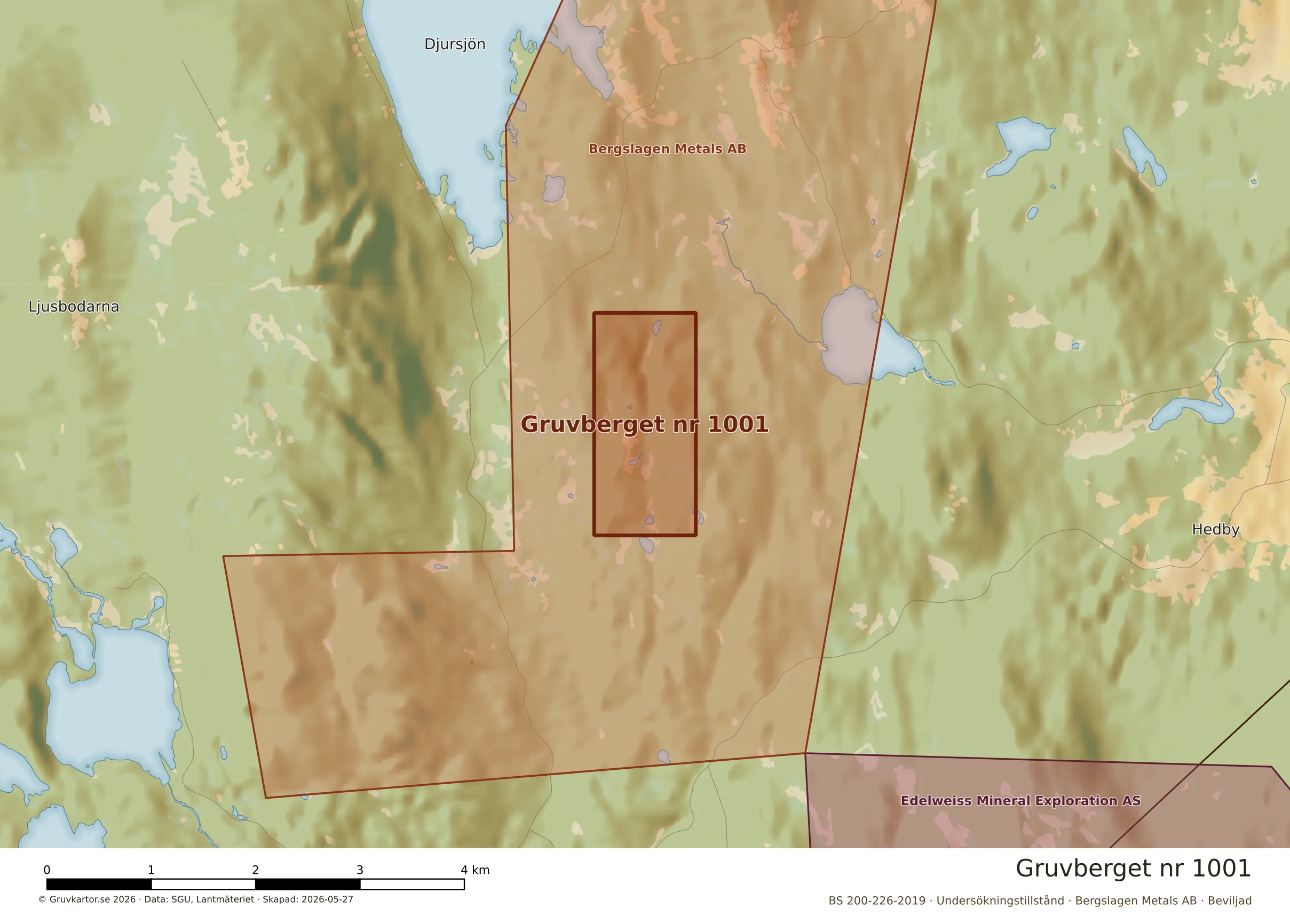 Närkarta över Gruvberget nr 1001