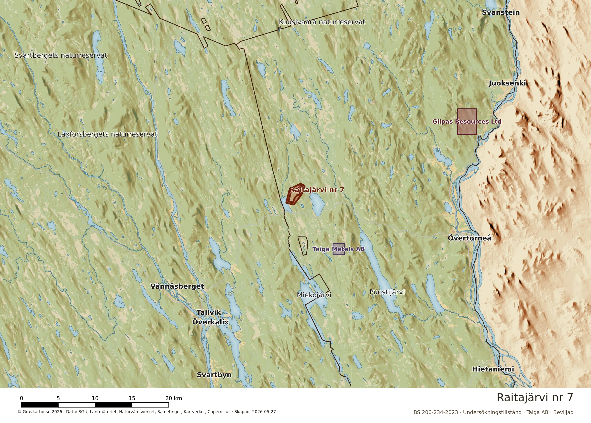 Karta över Raitajärvi nr 7