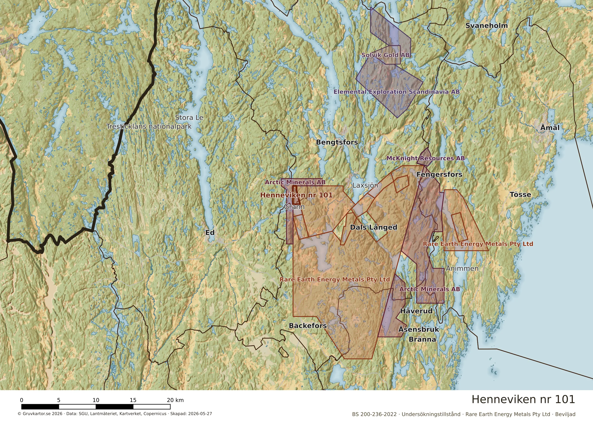 Översiktskarta över Henneviken nr 101 i sitt landskap