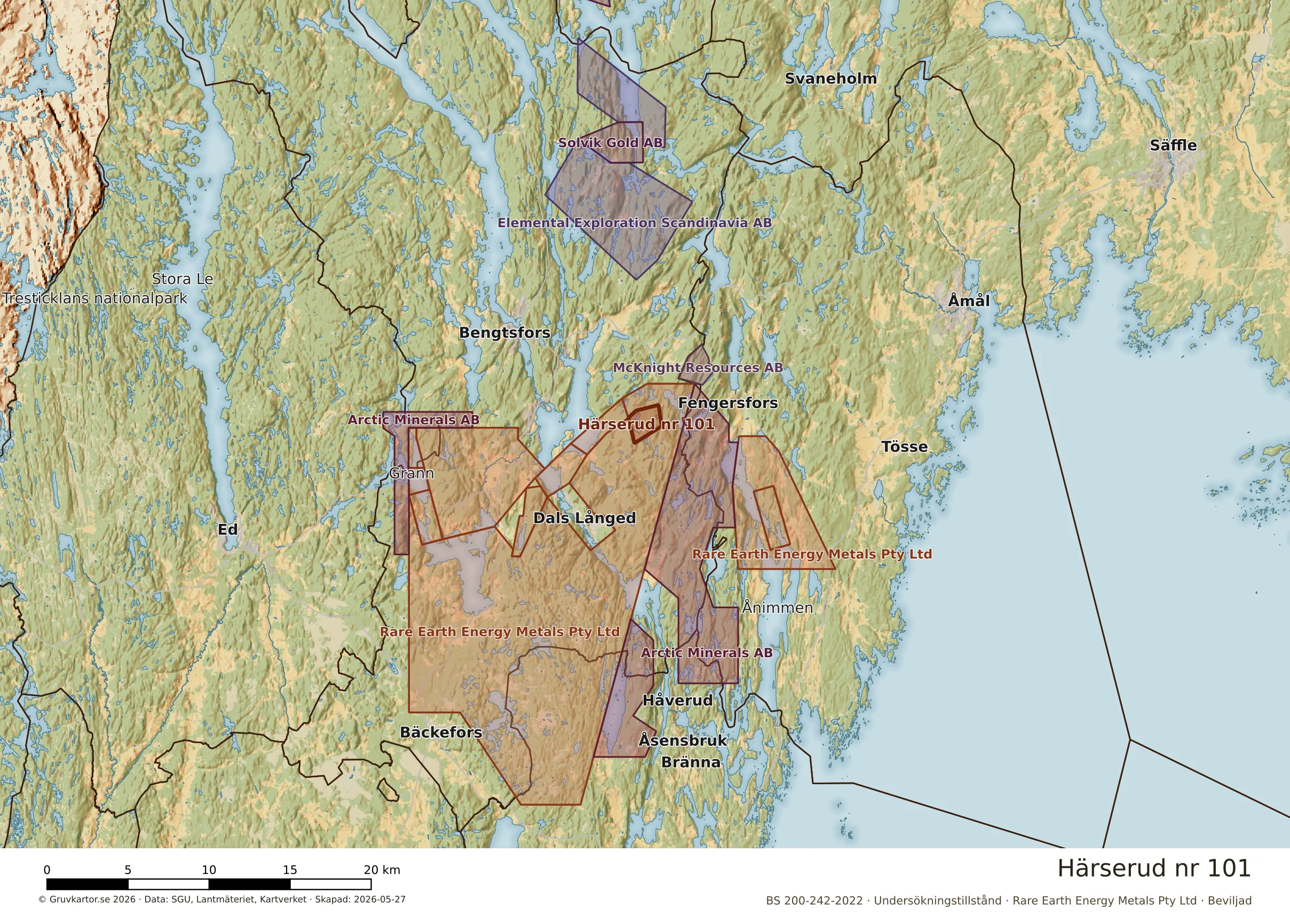 Översiktskarta över Härserud nr 101 i sitt landskap