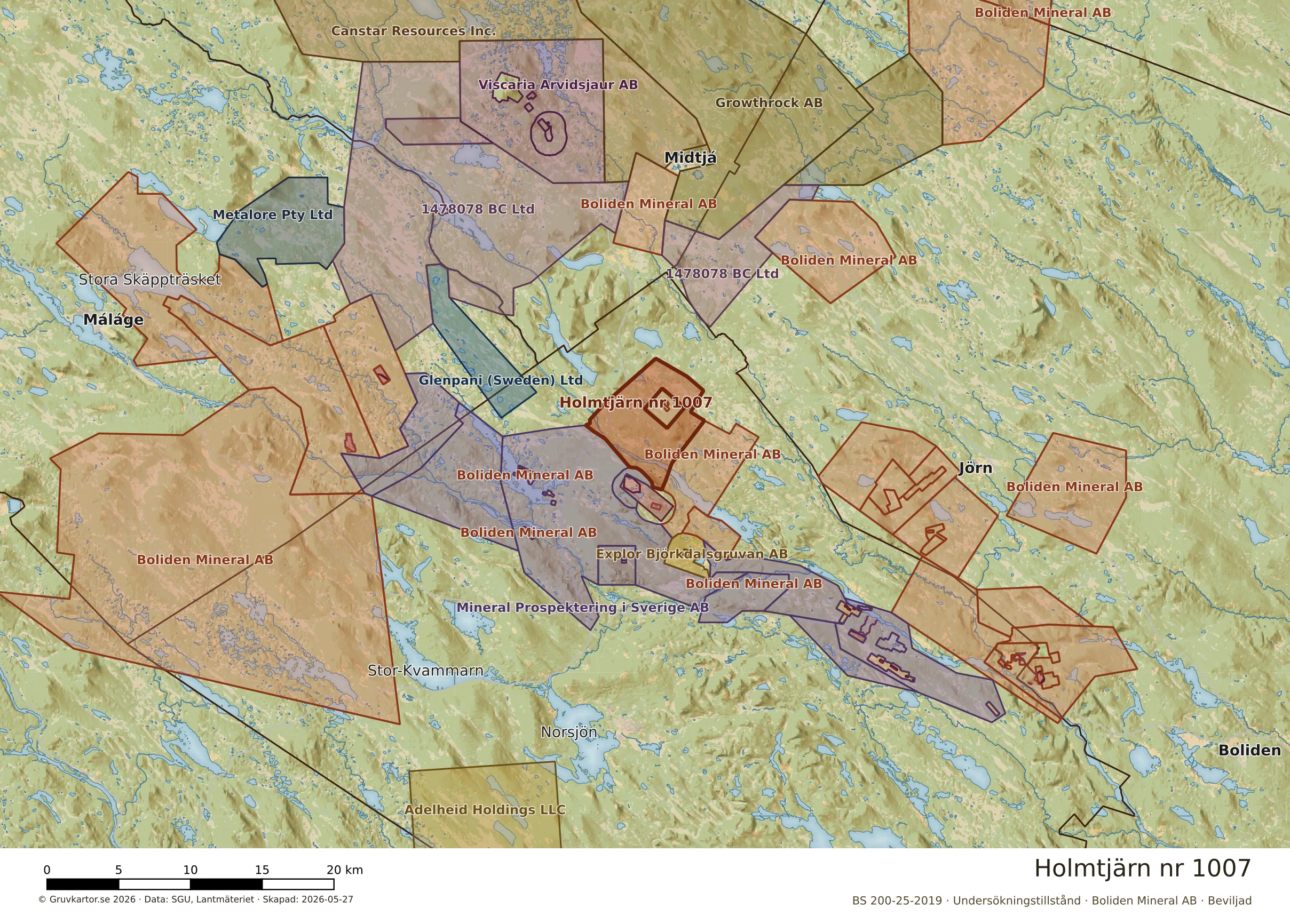 Översiktskarta över Holmtjärn nr 1007 i sitt landskap