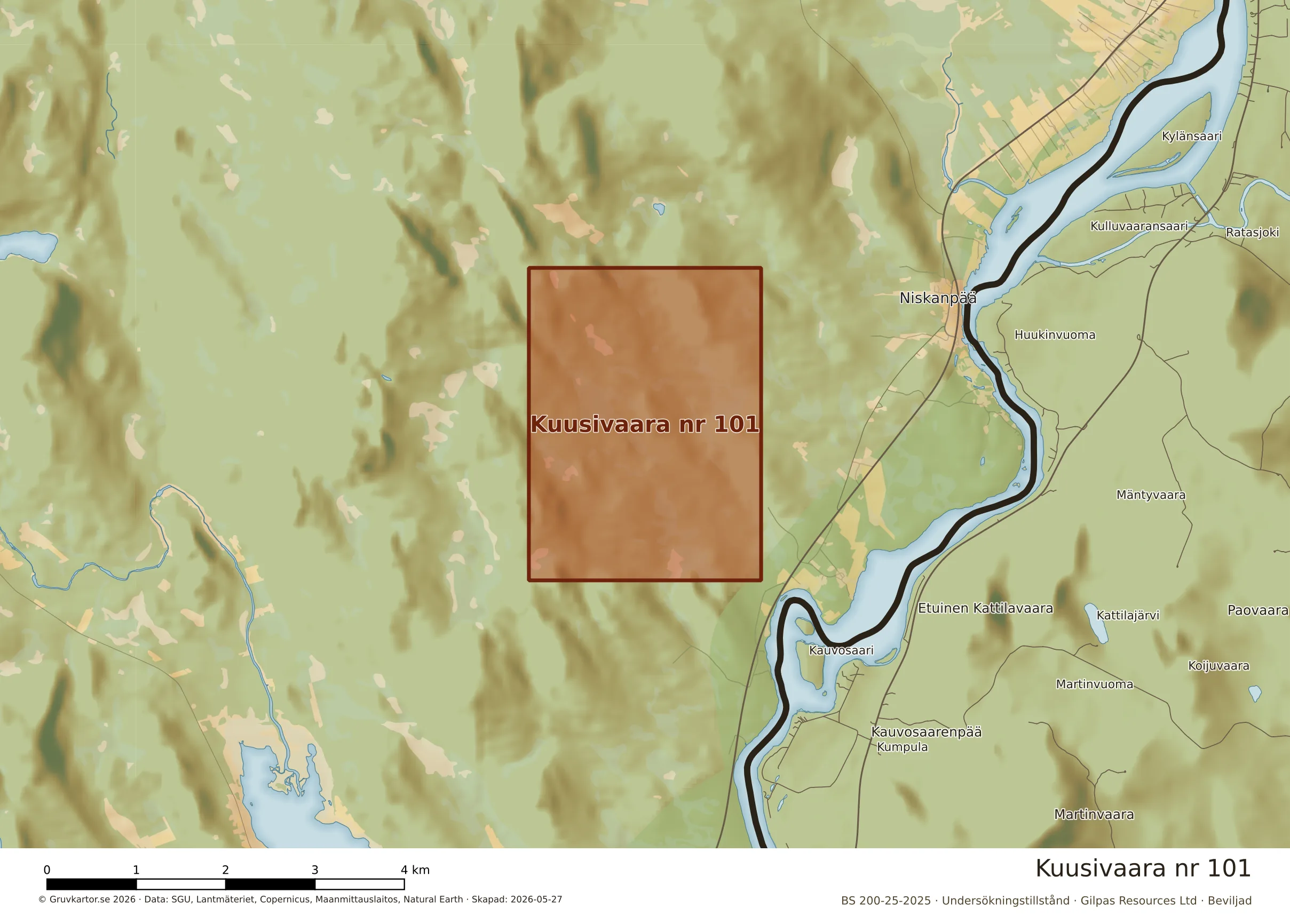 Närkarta över Kuusivaara nr 101