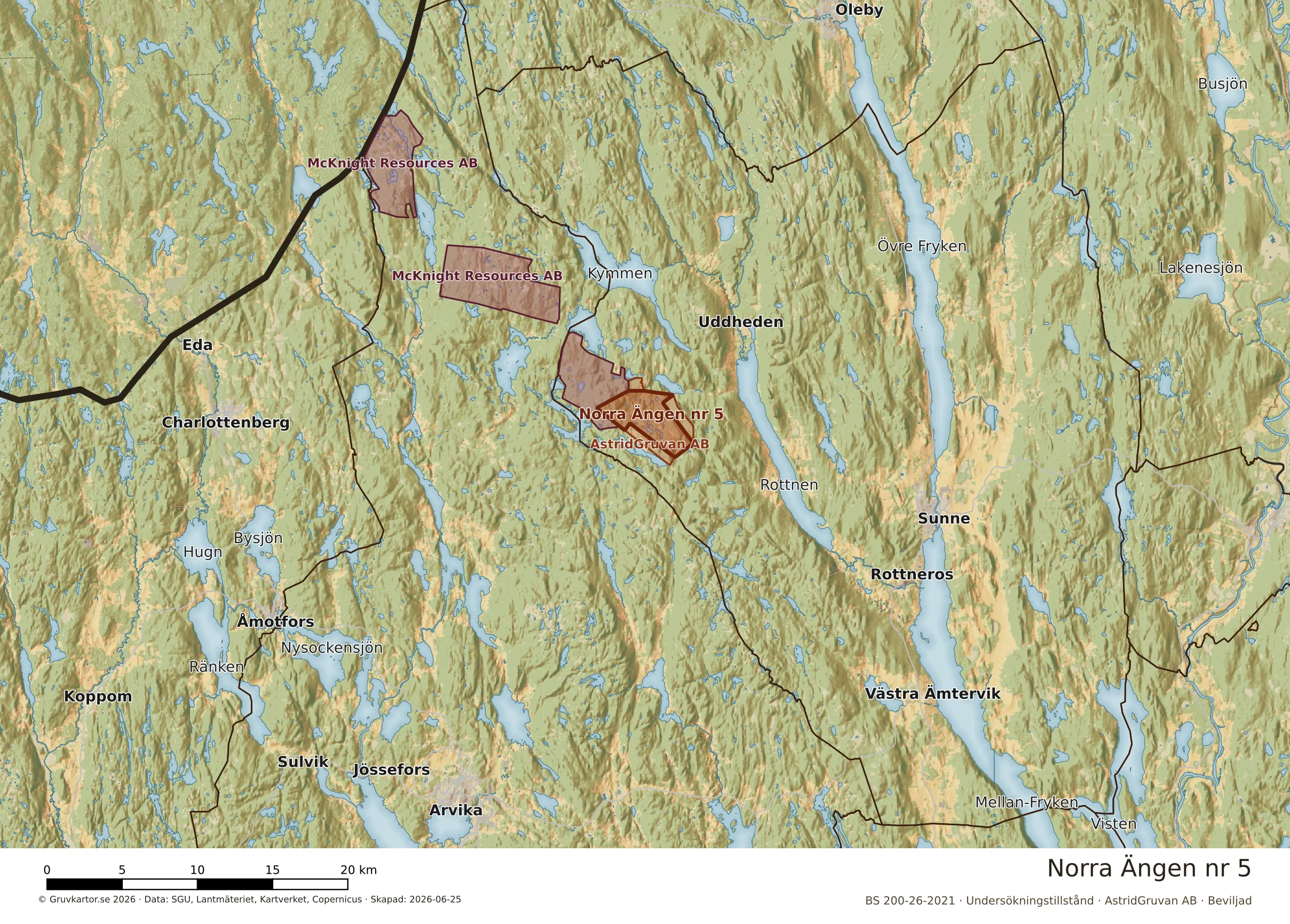 Översiktskarta över Norra Ängen nr 5 i sitt landskap