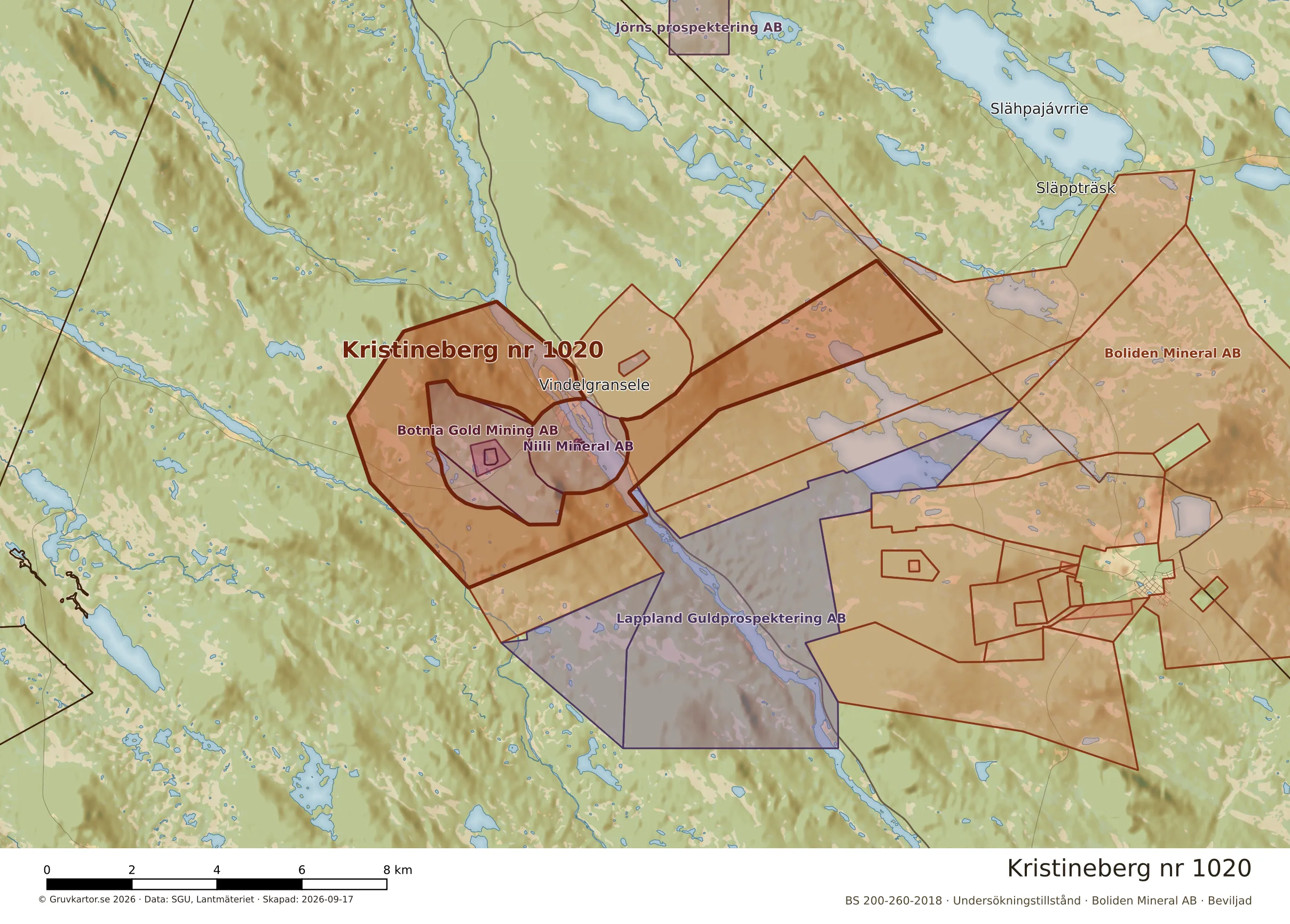 Närkarta över Kristineberg nr 1020