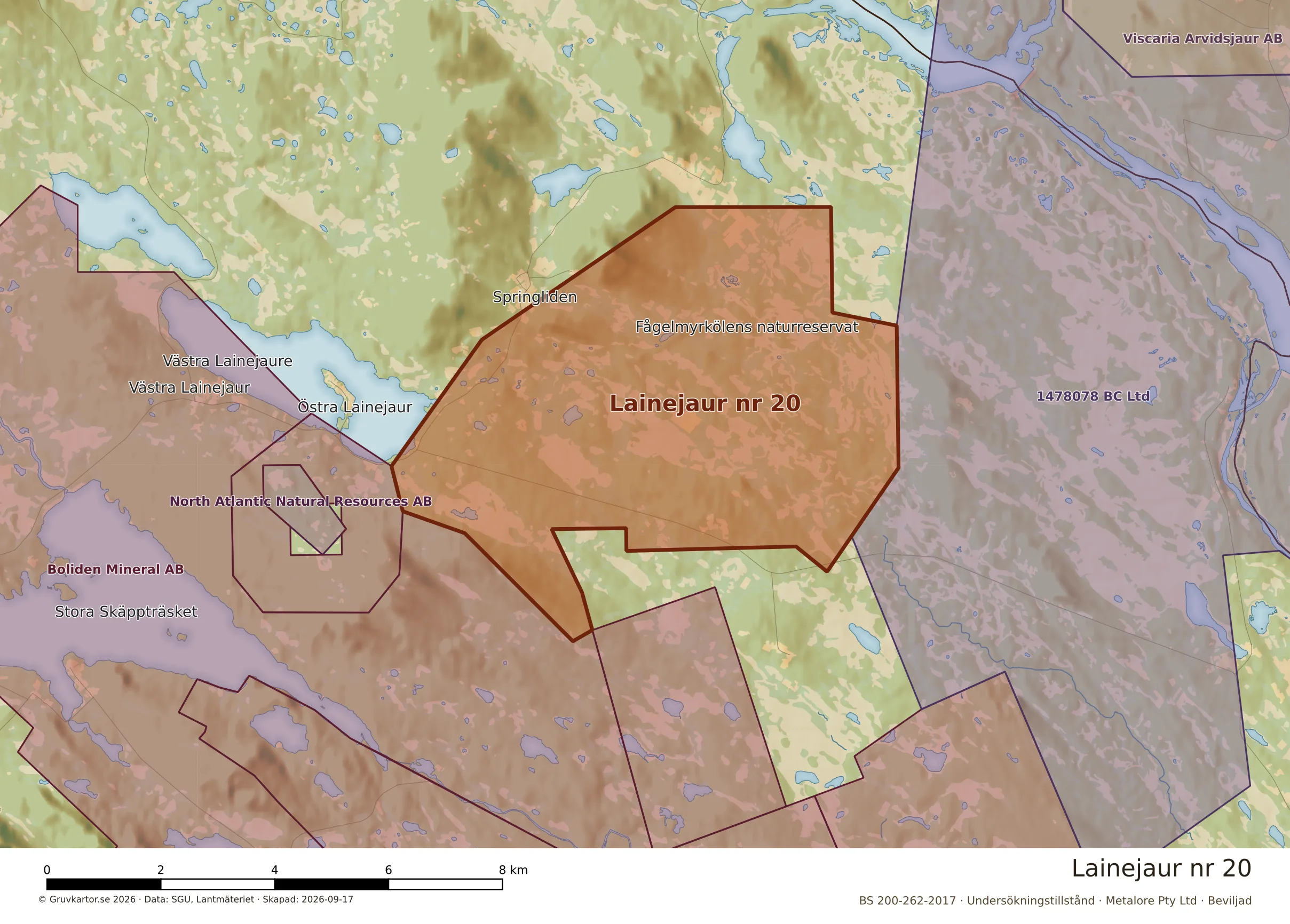 Närkarta över Lainejaur nr 20
