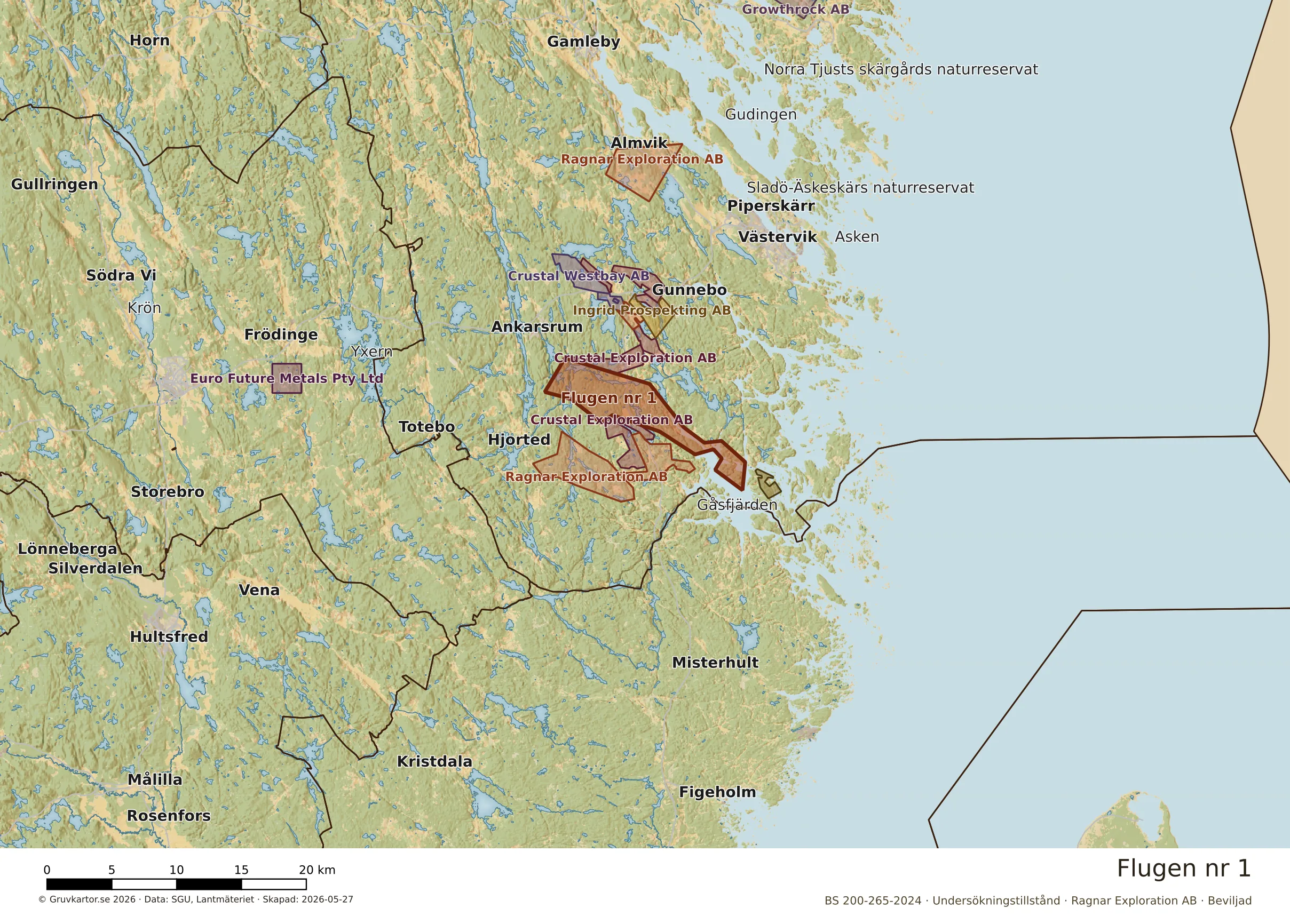Översiktskarta över Flugen nr 1 i sitt landskap