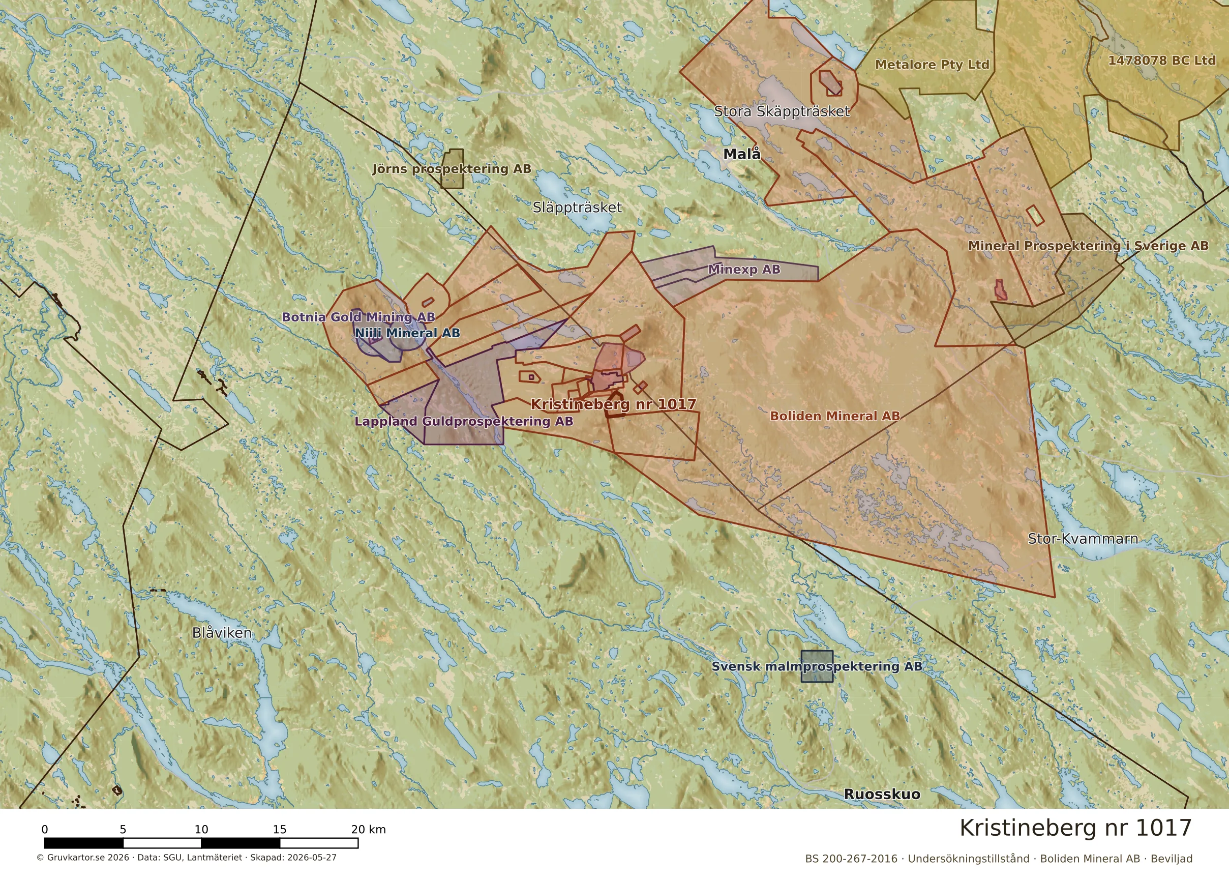 Översiktskarta över Kristineberg nr 1017 i sitt landskap