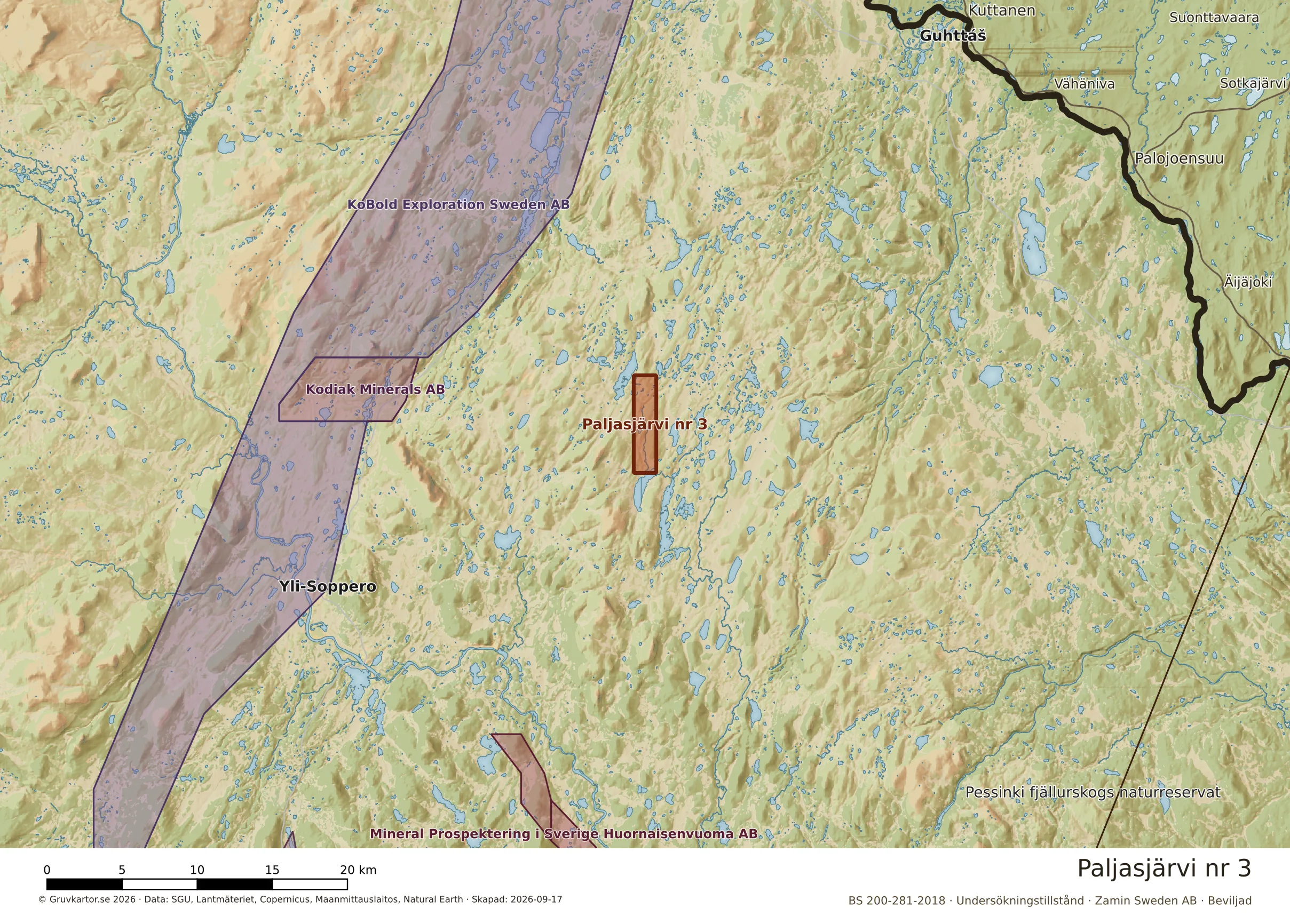 Översiktskarta över Paljasjärvi nr 3 i sitt landskap