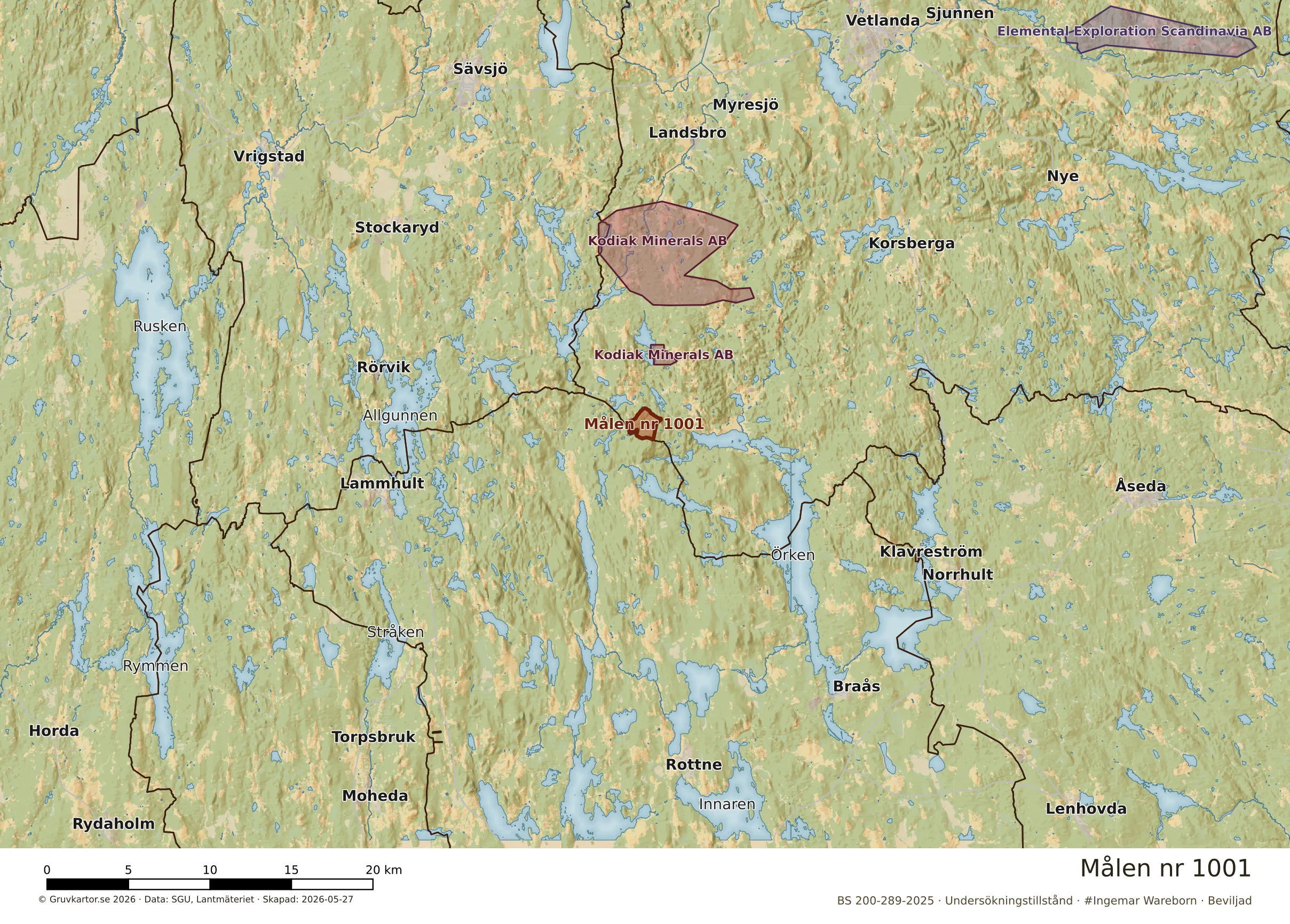 Översiktskarta över Målen nr 1001 i sitt landskap