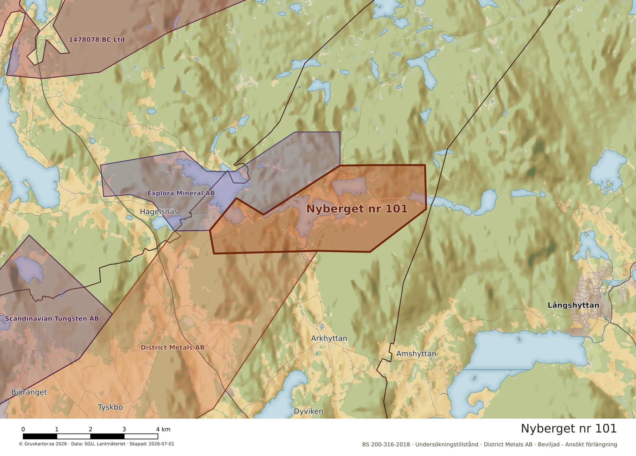 Närkarta över Nyberget nr 101