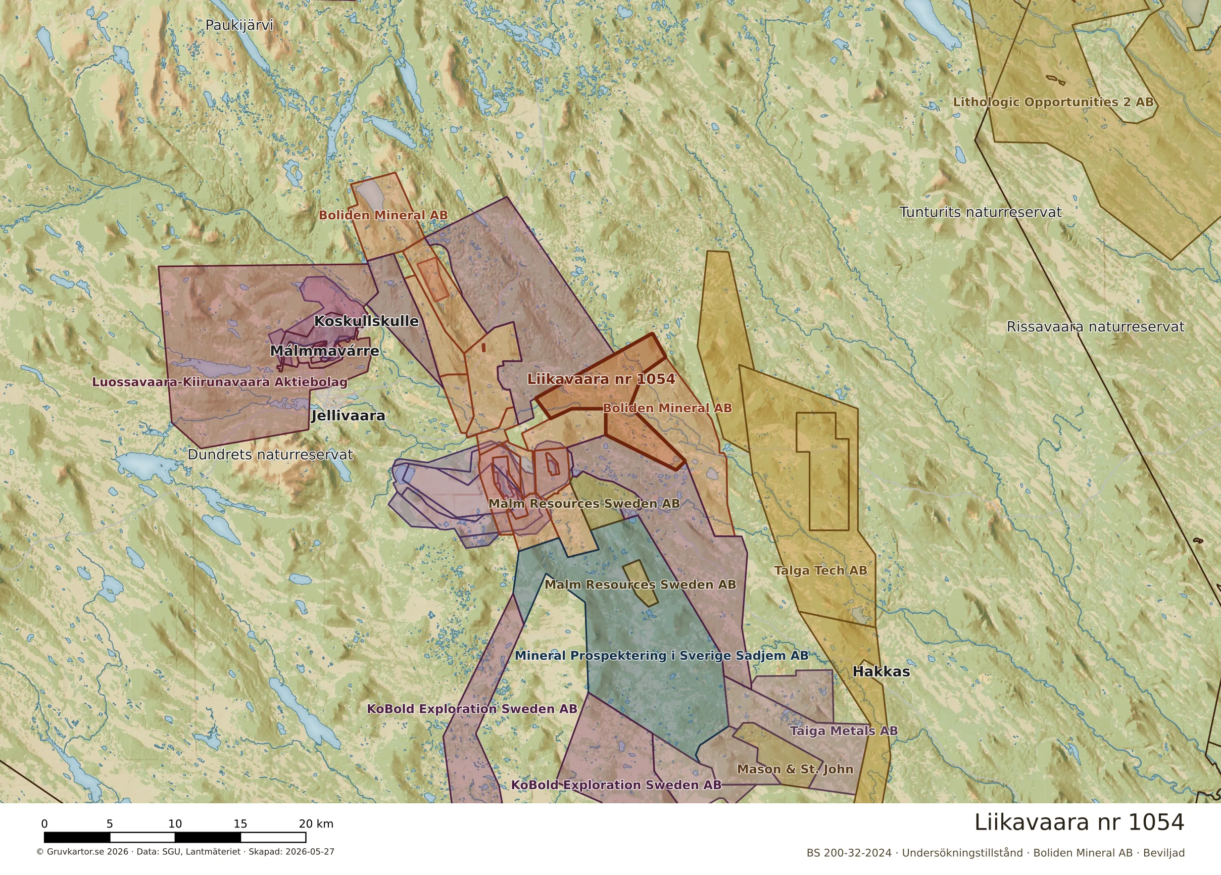 Översiktskarta över Liikavaara nr 1054 i sitt landskap