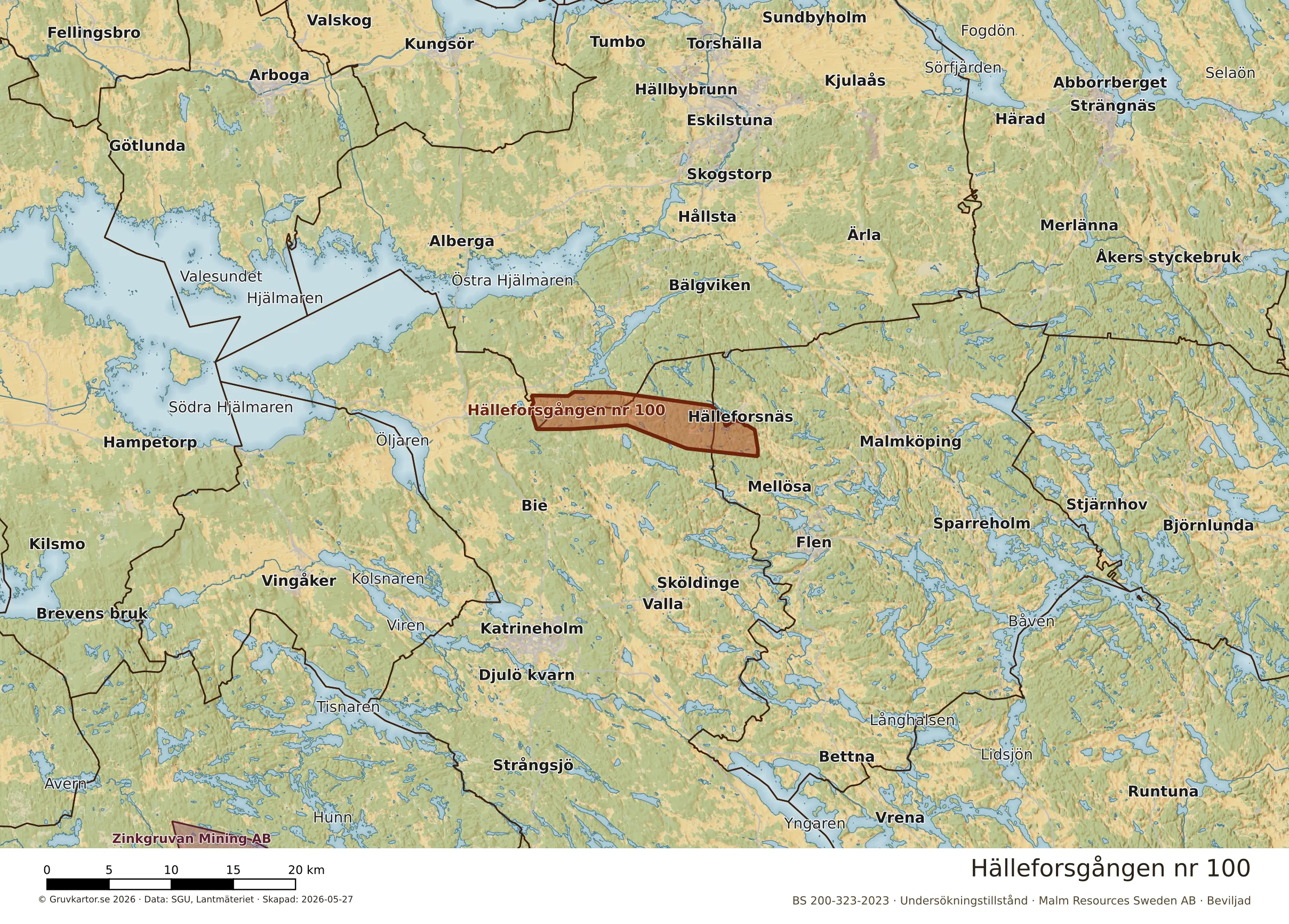 Karta över Hälleforsgången nr 100