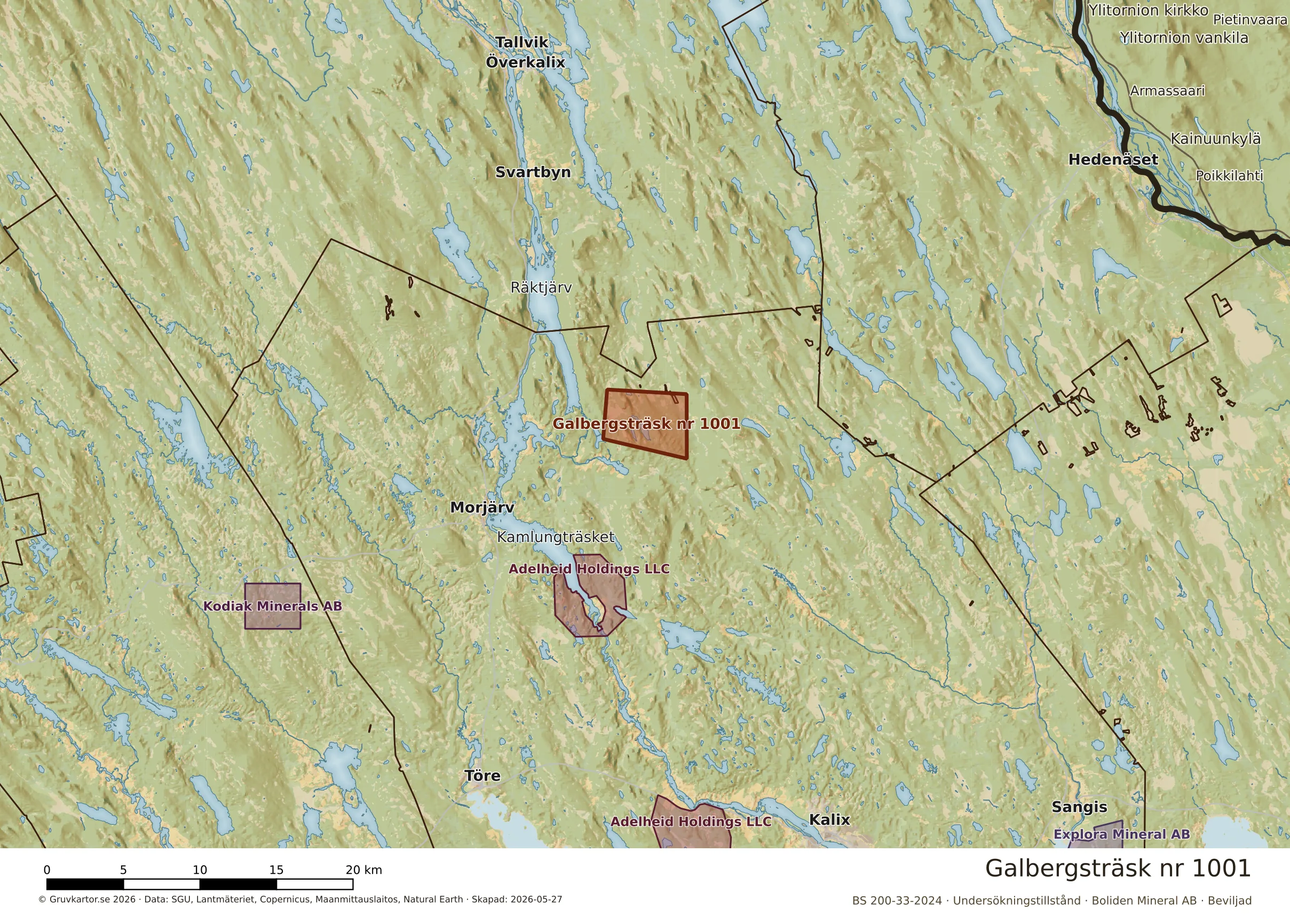 Översiktskarta över Galbergsträsk nr 1001 i sitt landskap