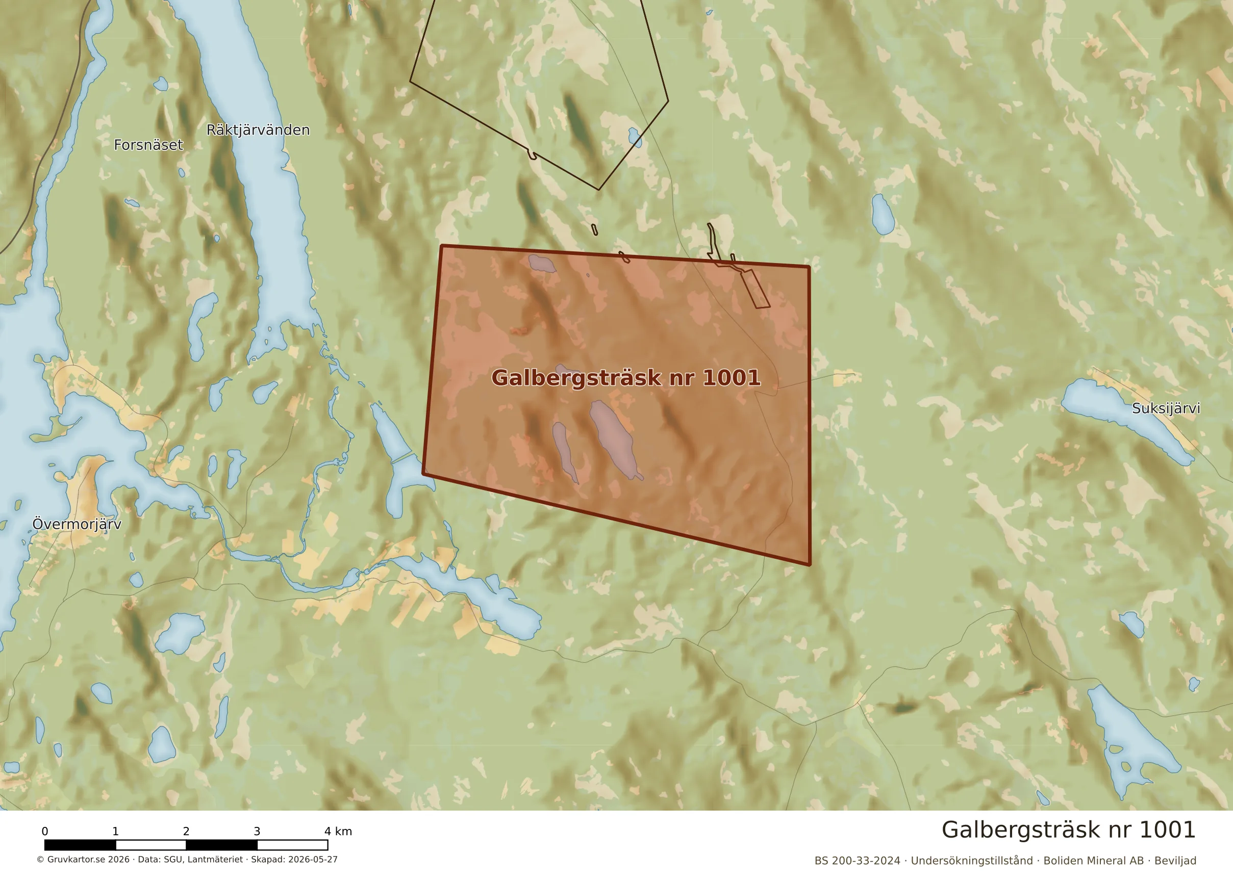 Närkarta över Galbergsträsk nr 1001