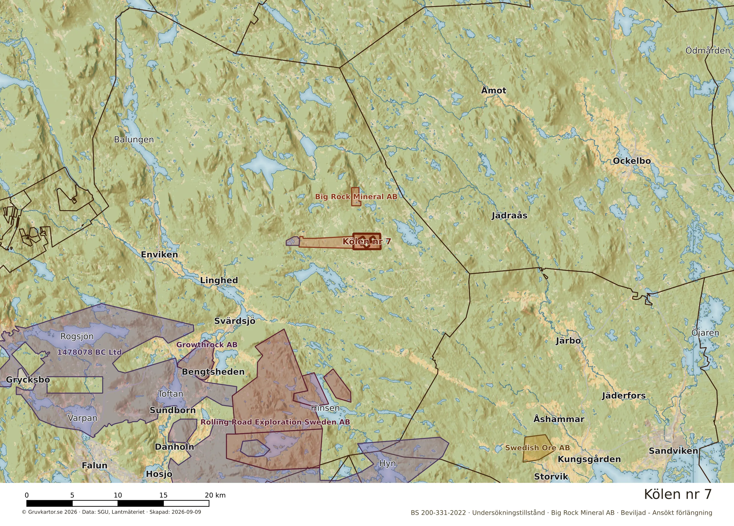 Översiktskarta över Kölen nr 7 i sitt landskap