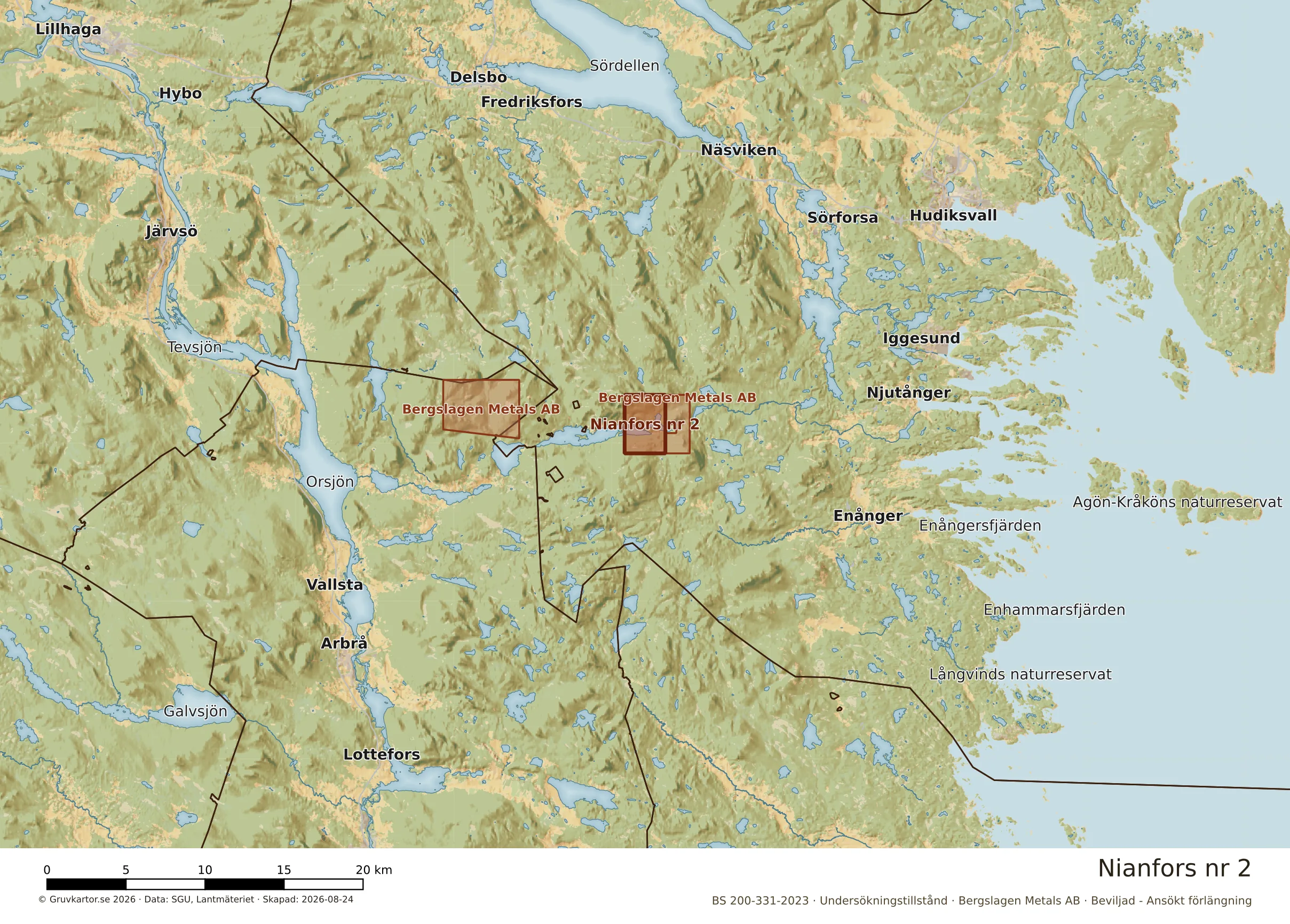 Översiktskarta över Nianfors nr 2 i sitt landskap