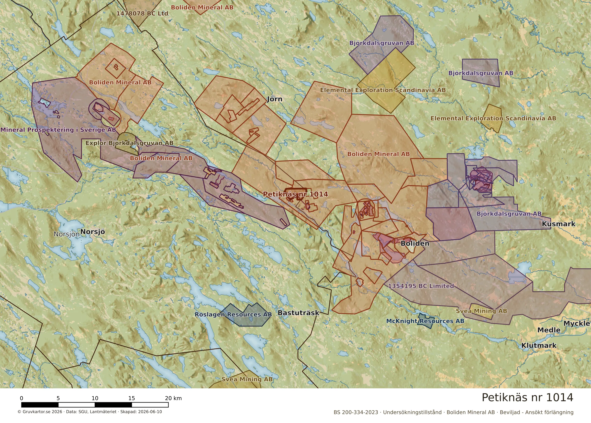 Översiktskarta över Petiknäs nr 1014 i sitt landskap