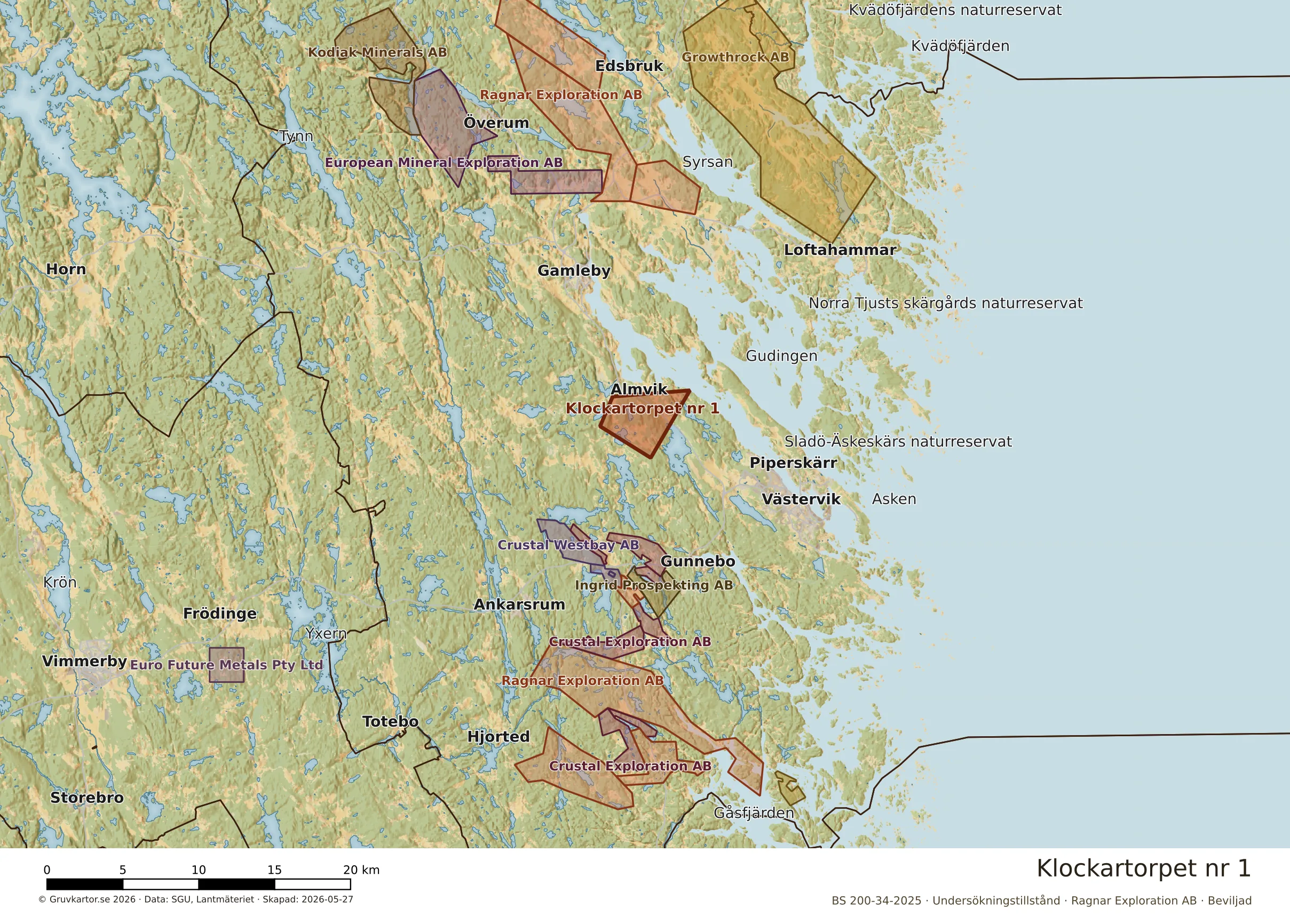Översiktskarta över Klockartorpet nr 1 i sitt landskap