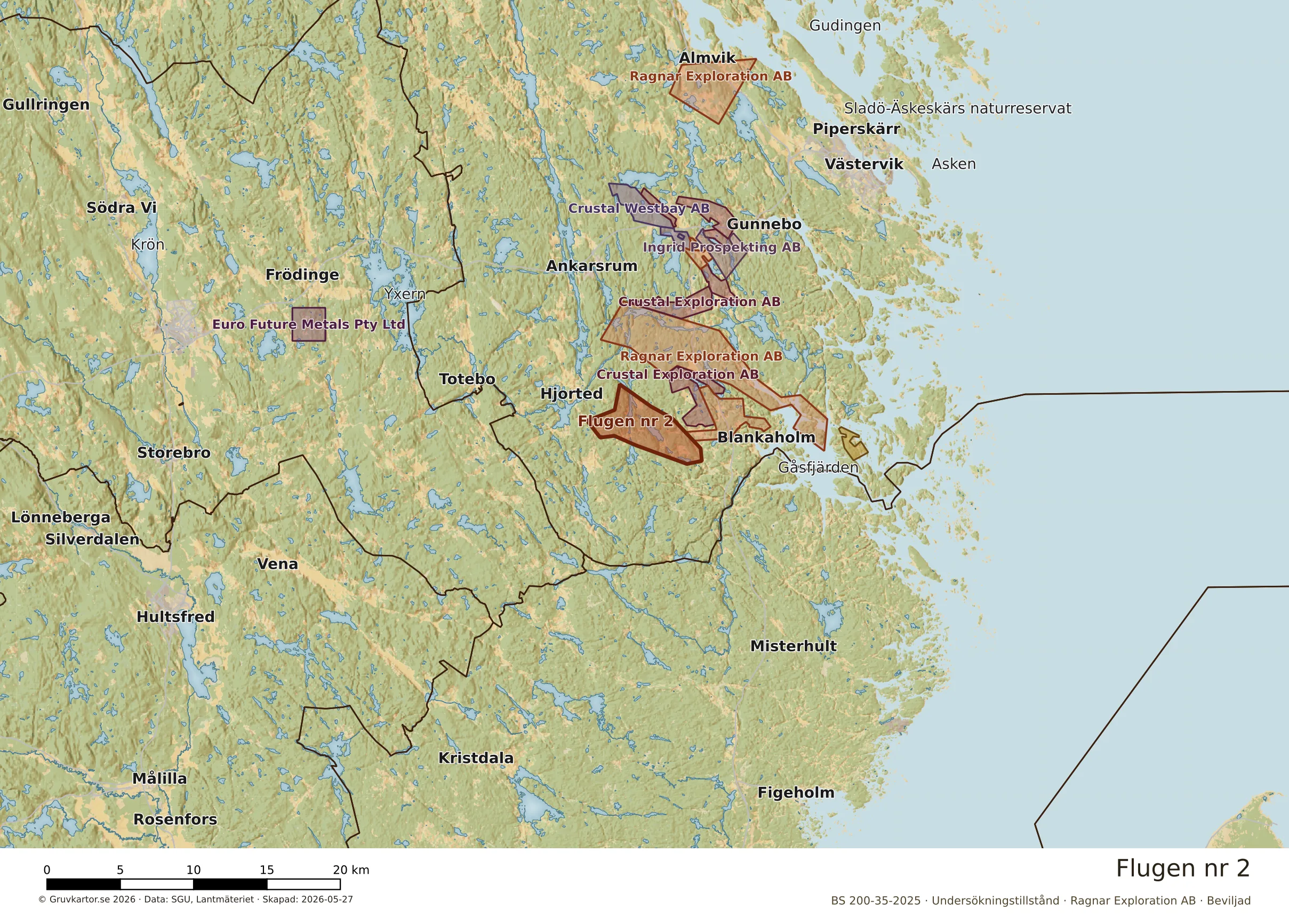 Översiktskarta över Flugen nr 2 i sitt landskap