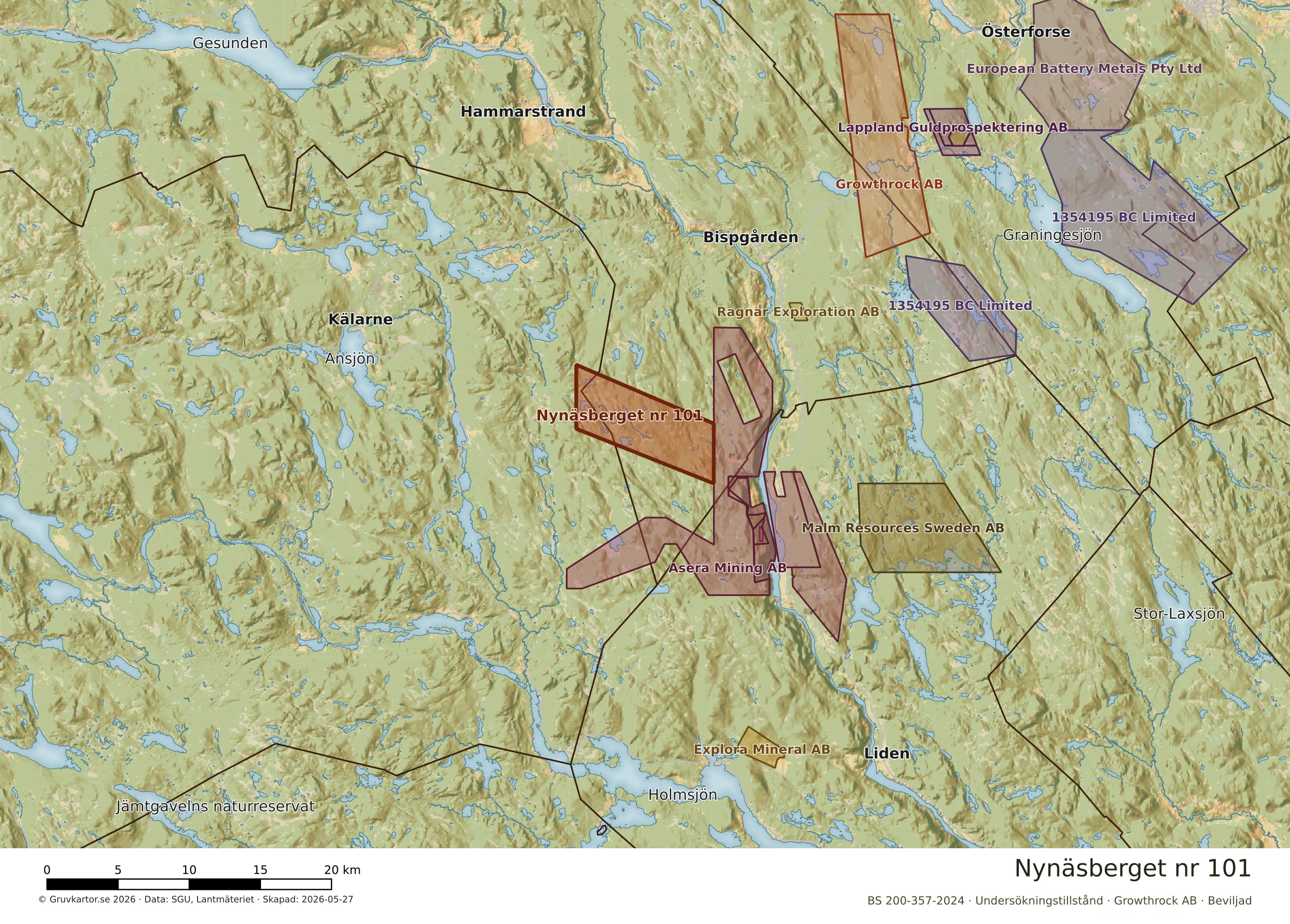 Översiktskarta över Nynäsberget nr 101 i sitt landskap