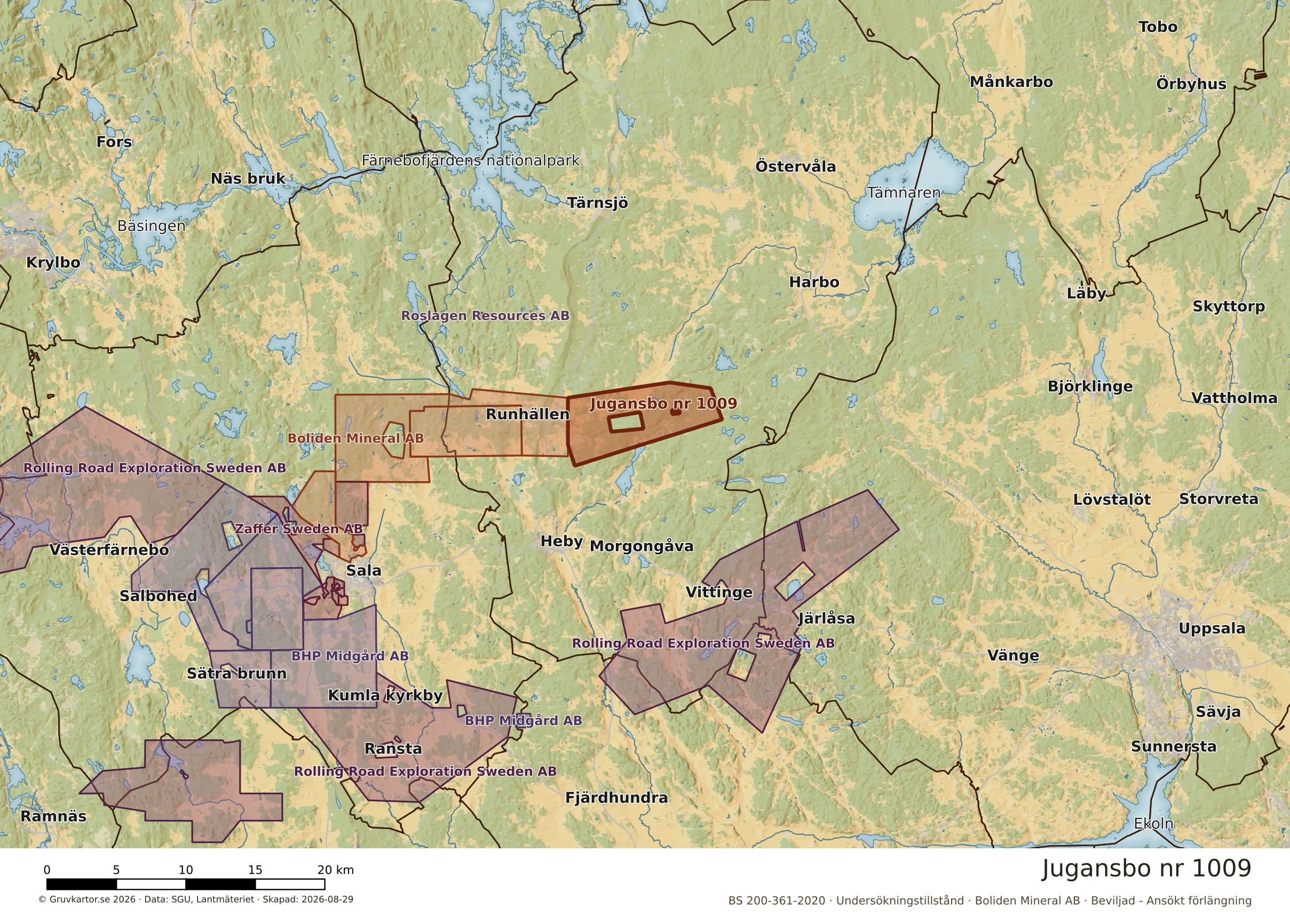 Översiktskarta över Jugansbo nr 1009 i sitt landskap