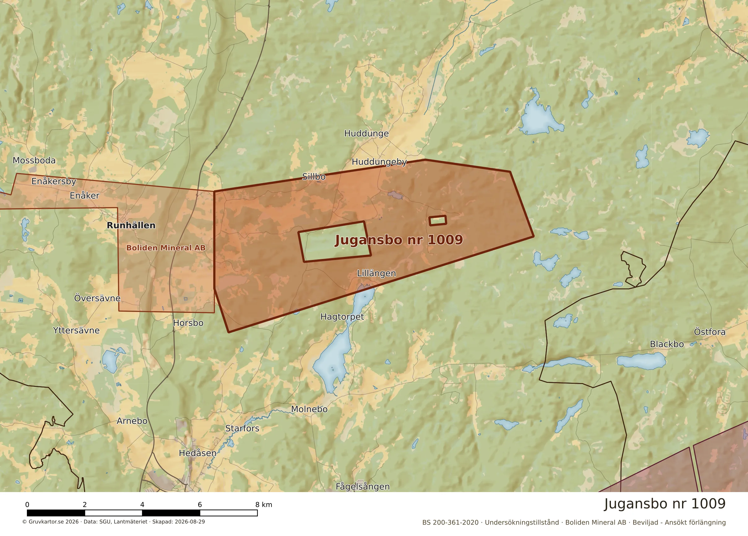 Närkarta över Jugansbo nr 1009