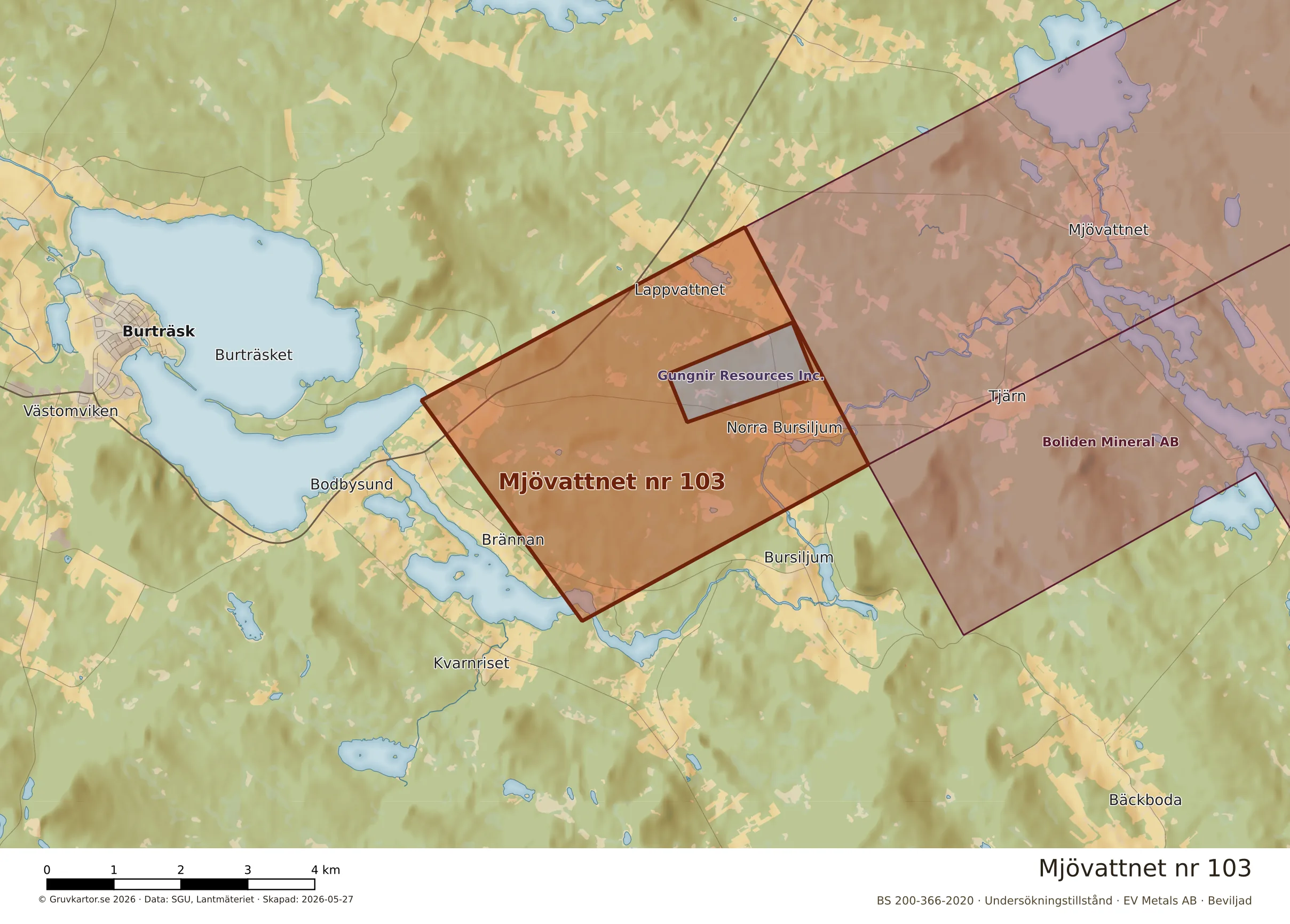 Närkarta över Mjövattnet nr 103
