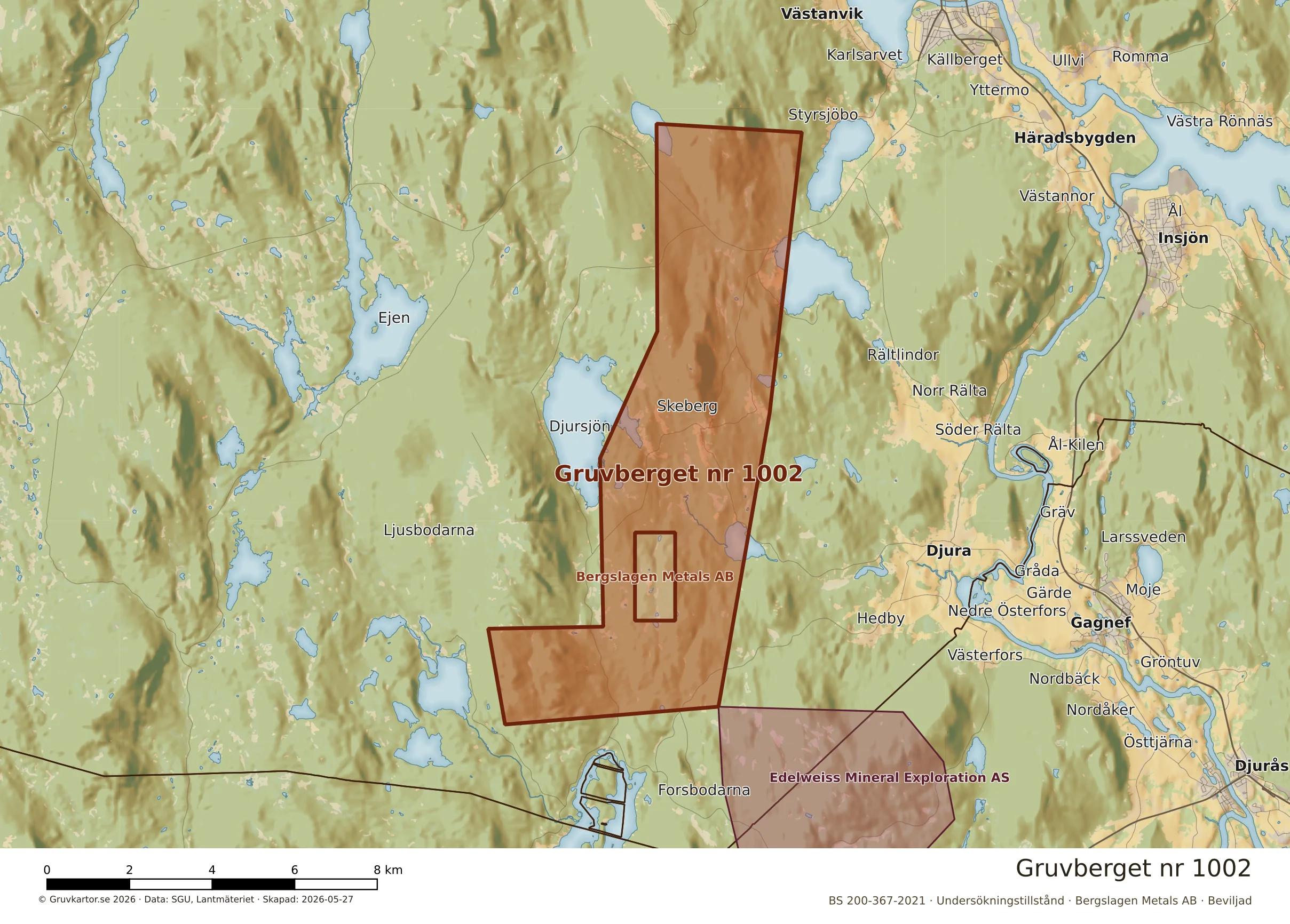 Närkarta över Gruvberget nr 1002
